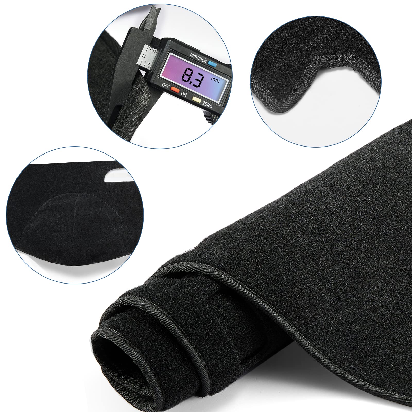 Berksyde Dashboard Dash Cover Mat Carpet Compatible With 99-06 Chevy Silverado Gmc Sierra,00-06 Chevy Suburban Tahoe Gmc Yukon/Xl,01-06 Chevy Avalanche(Black)