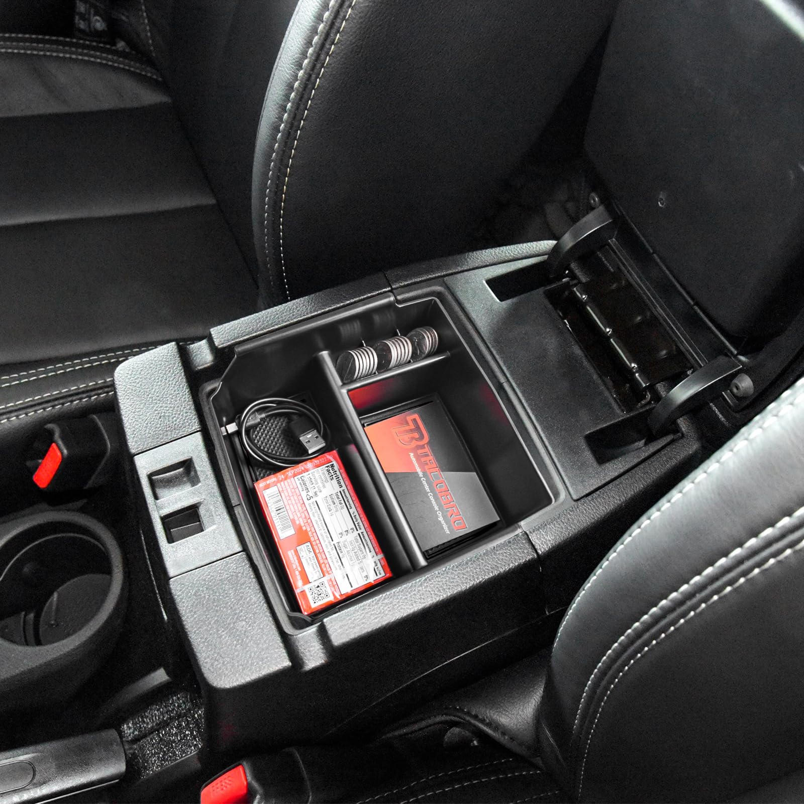 Tacobro Center Console Organizer Tray For Jeep Wrangler Jk And Jku 2011-2018 Accessories, Unlimited And 2 Door, Including Rubicon, Sport, Sahara Storage Box Insert Tray,Not For 2018 Jl/Jlu, Black Trim