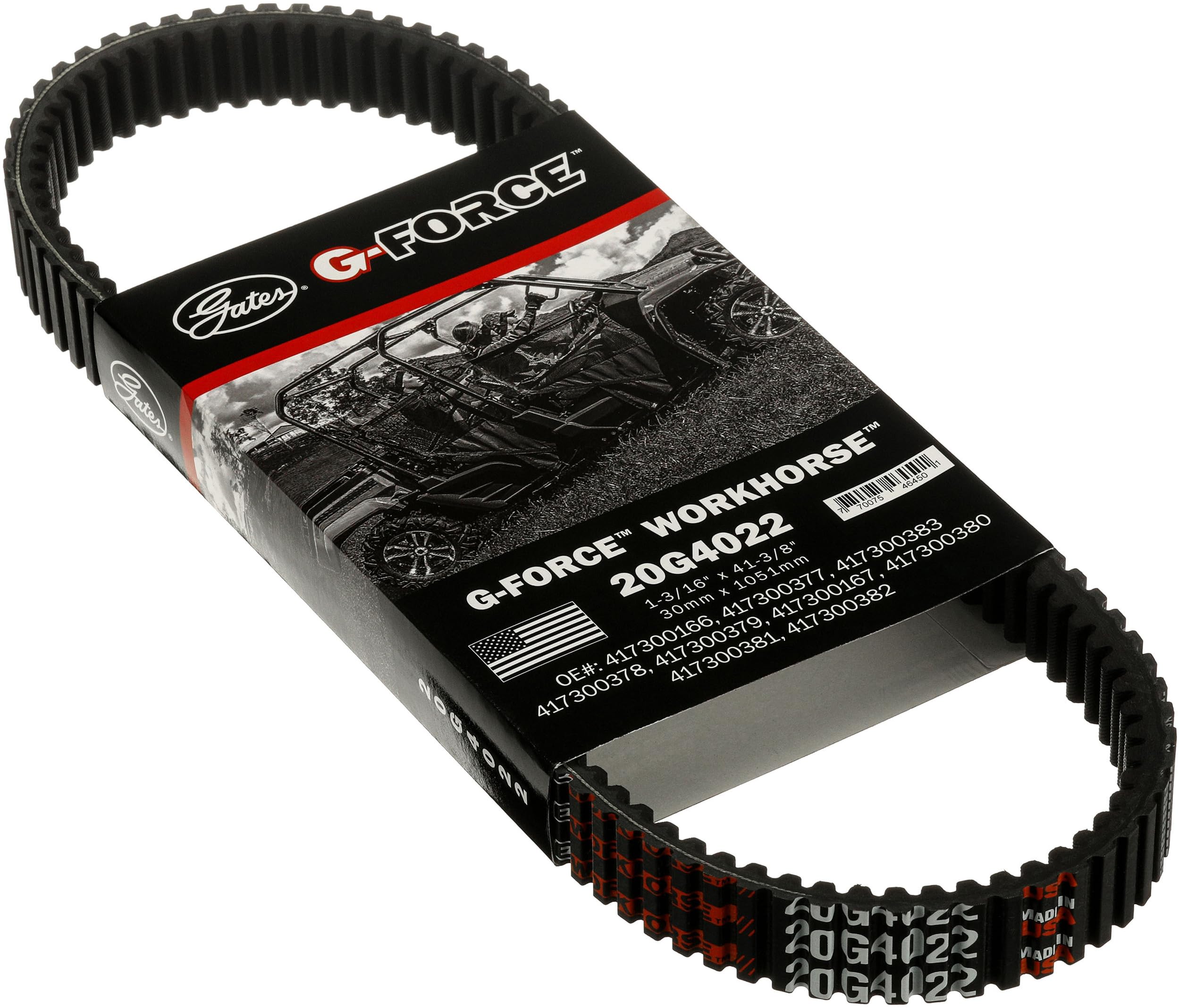 Gates 20G4022 G-Force WorkHorse 1-3/16 Inch x 41-3/8 Inch Continuously Variable Transmission (CVT) Belt