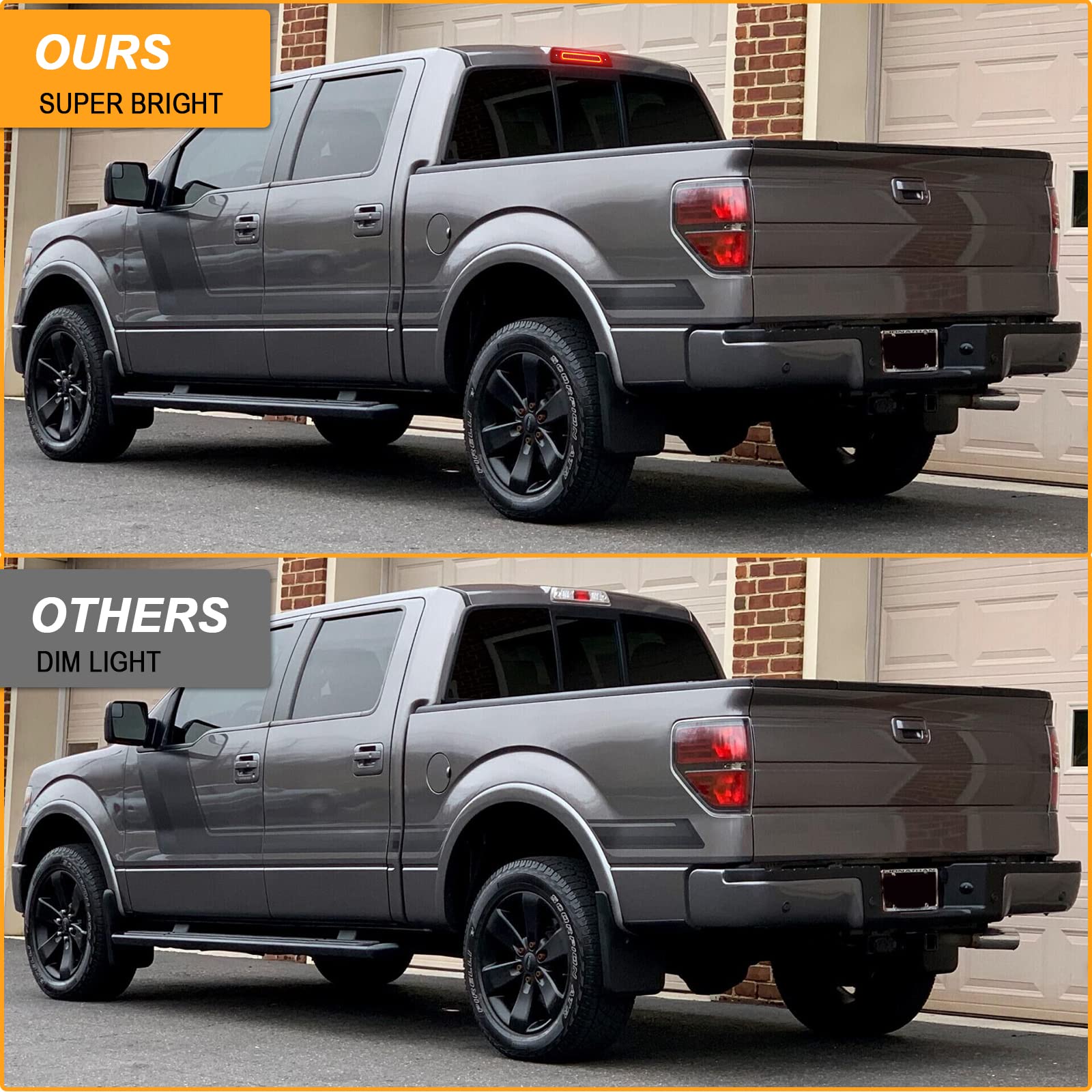 R&F Auto Led Smoked Lens Third Brake Light Replacement For F150 (2009-2014) Roof Cargo Lights High Mount Stop Lamp With Seal Foam Gaskets
