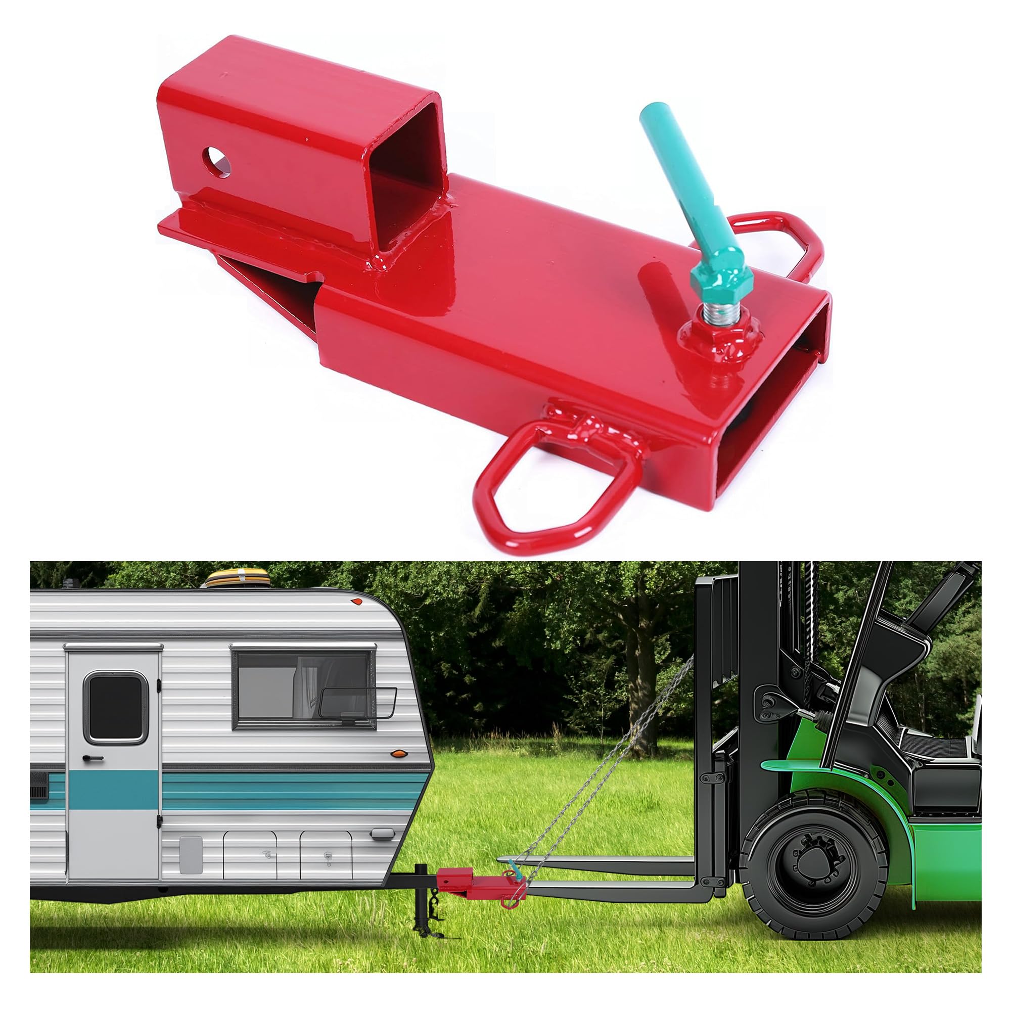 ECOTRIC Clamp On Forklift Trailer Hitch Pallet Fork Towing Hitch 3000 LBS Capacity 2 Receiver Attachment Adapter Insert -Like New