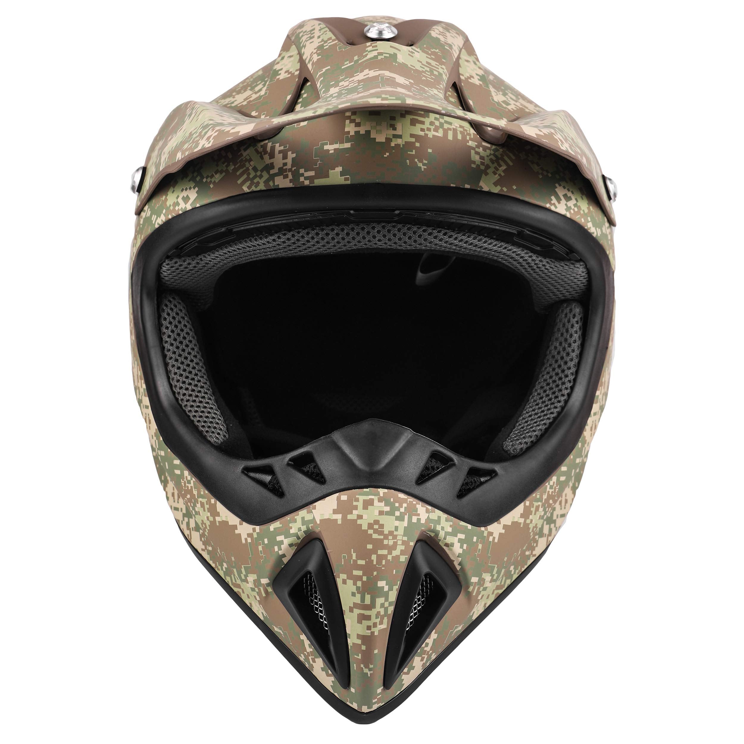 Typhoon Adult Atv Mx Helmet Goggles Gloves Gear Combo Camo W/ Orange Goggles & Gloves ( Small )