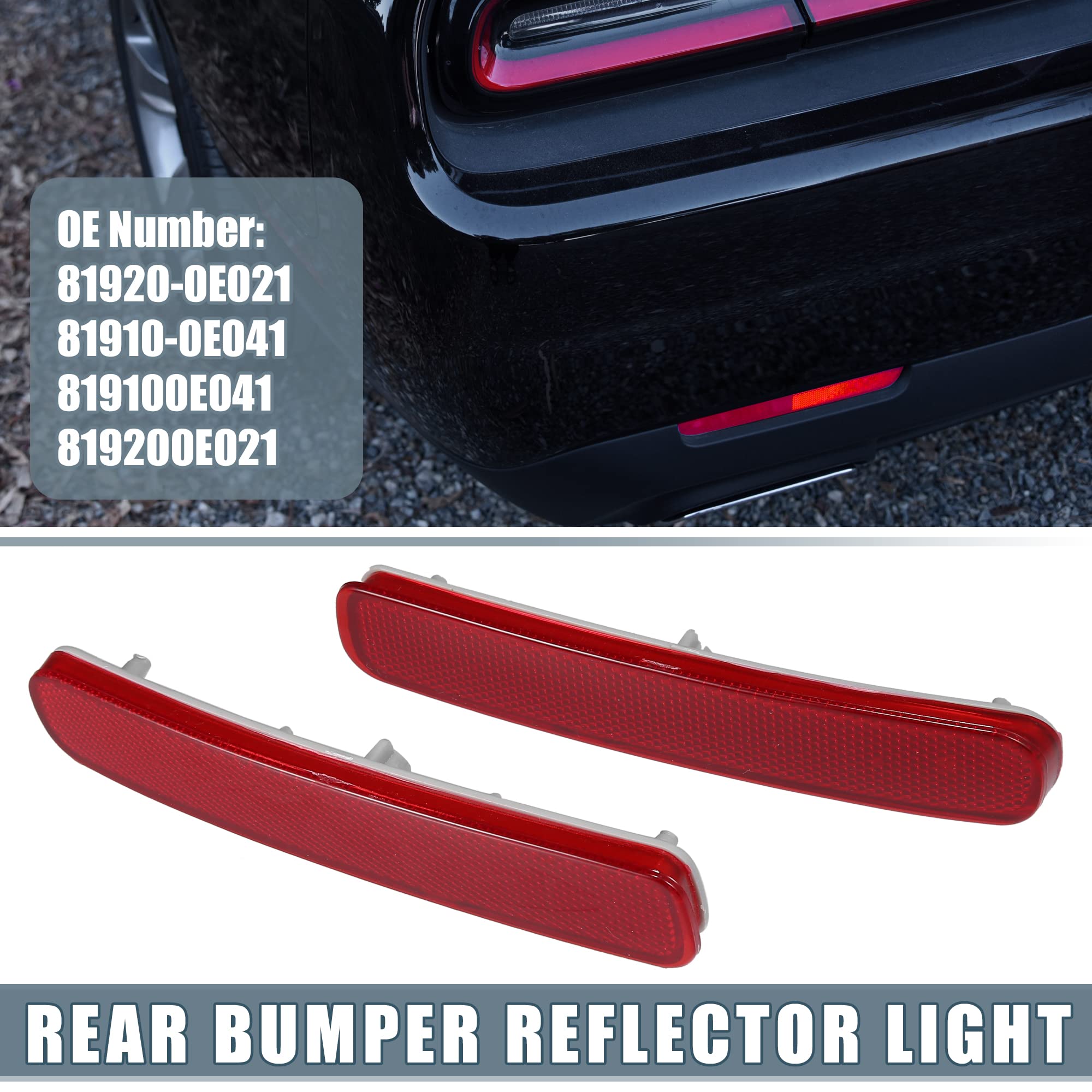 A Absopro Rear Bumper Reflector Light 81920-0E021 81910-0E041 For Toyota Highlander 2011-2013 Left Right Side Red 1 Pair