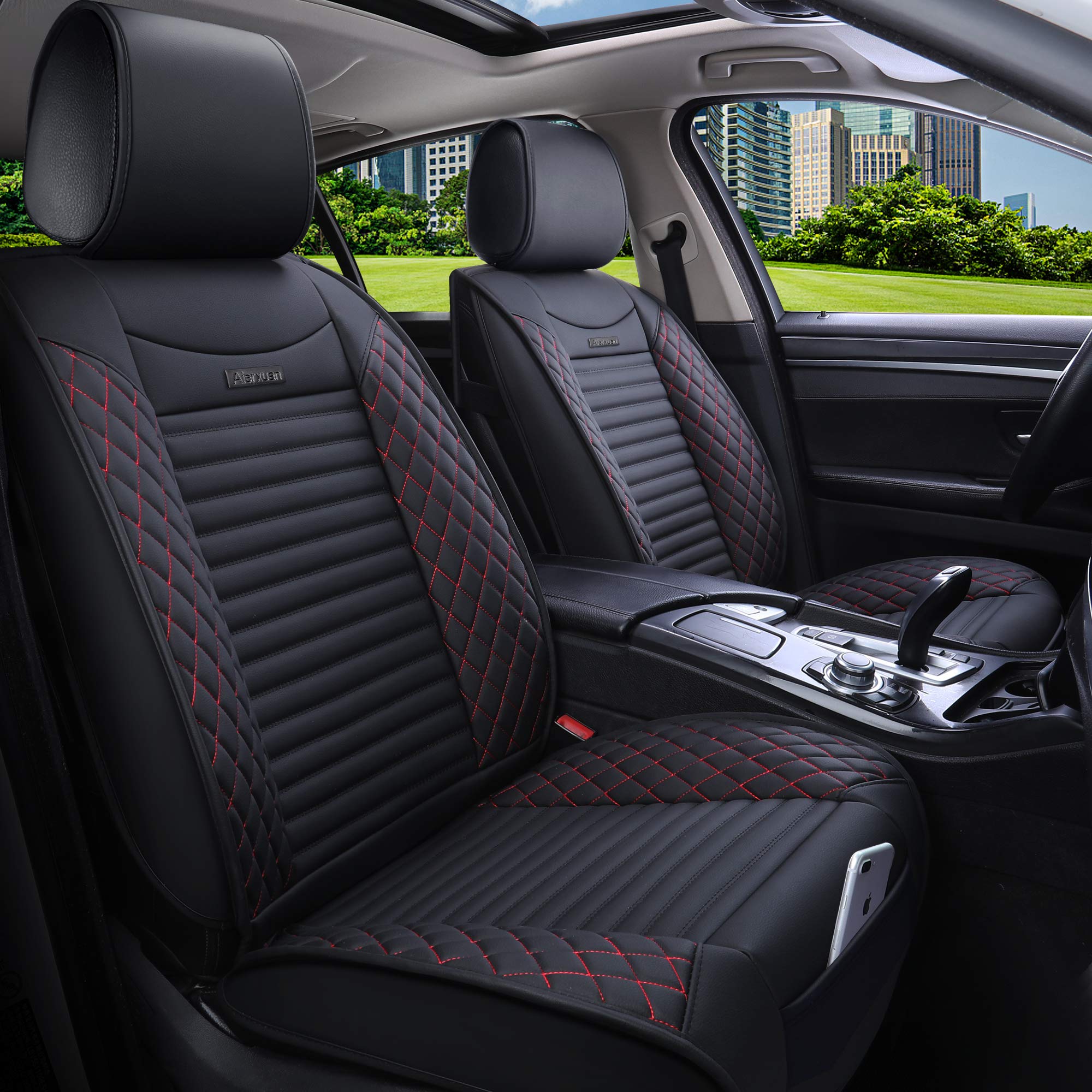 Aierxuan 5 Car Seat Covers Full Set Waterproof Leather Universal Fit for Toyota Highlander Corolla Acura Honda Civic Accord Jeep