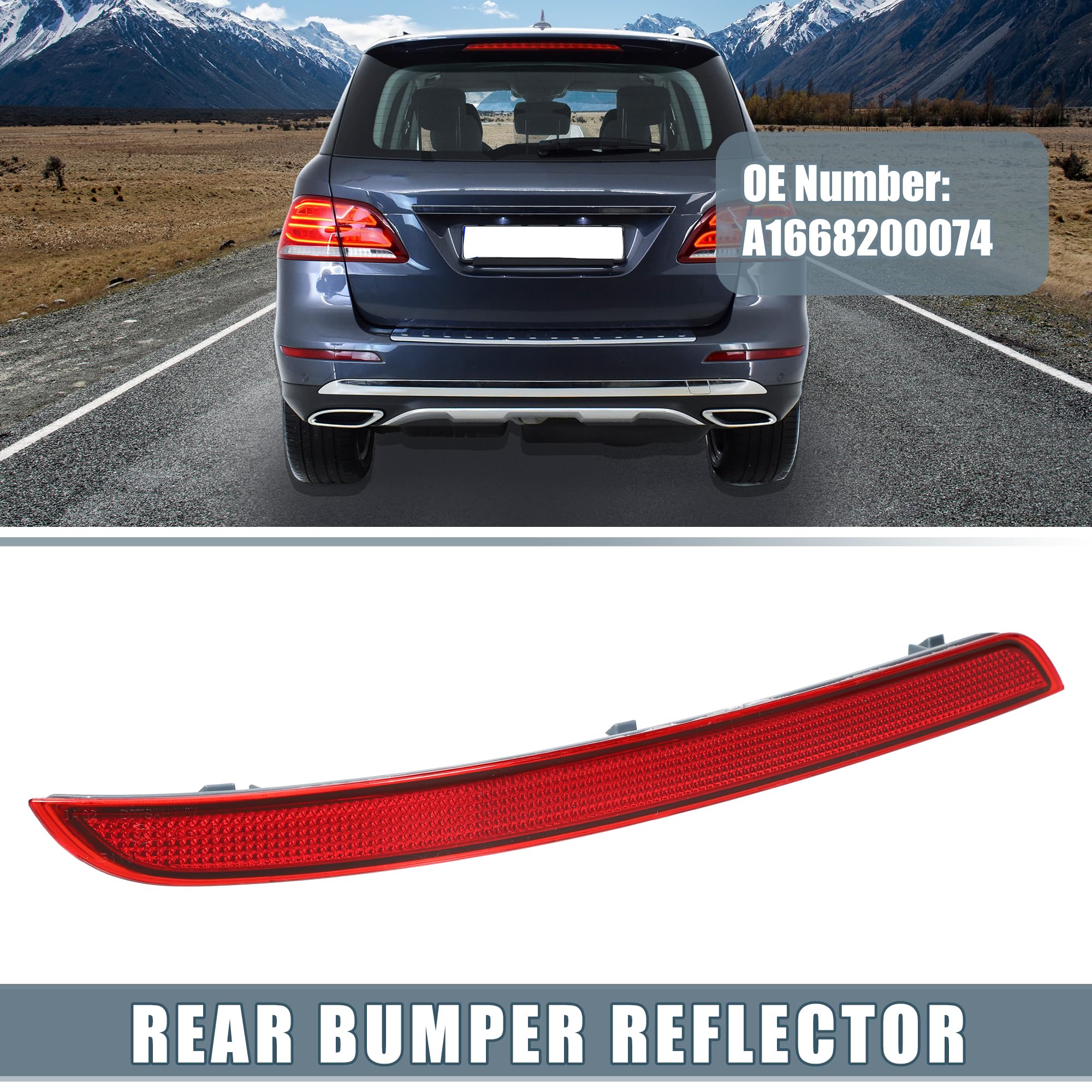 A Absopro Car Rear Left Bumper Reflector No.A1668200074 For Mercedes-Benz Ml350 2012-2015 Plastic Red