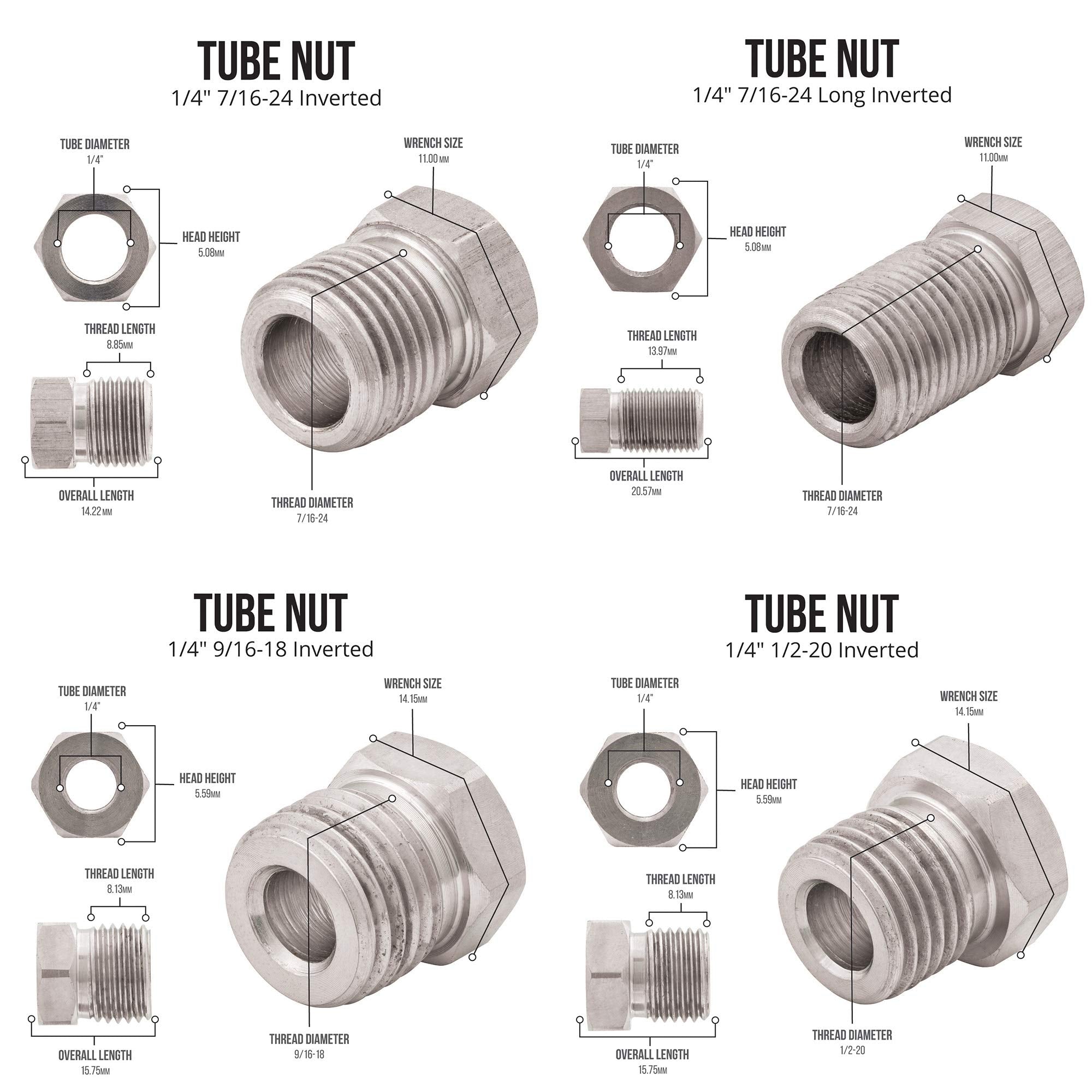 4Lifetimelines 25 Ft 1/4 Stainless Steel Brake Line Replacement Tubing Coil And Fitting Kit, 16 Fittings Included, Inverted Flar