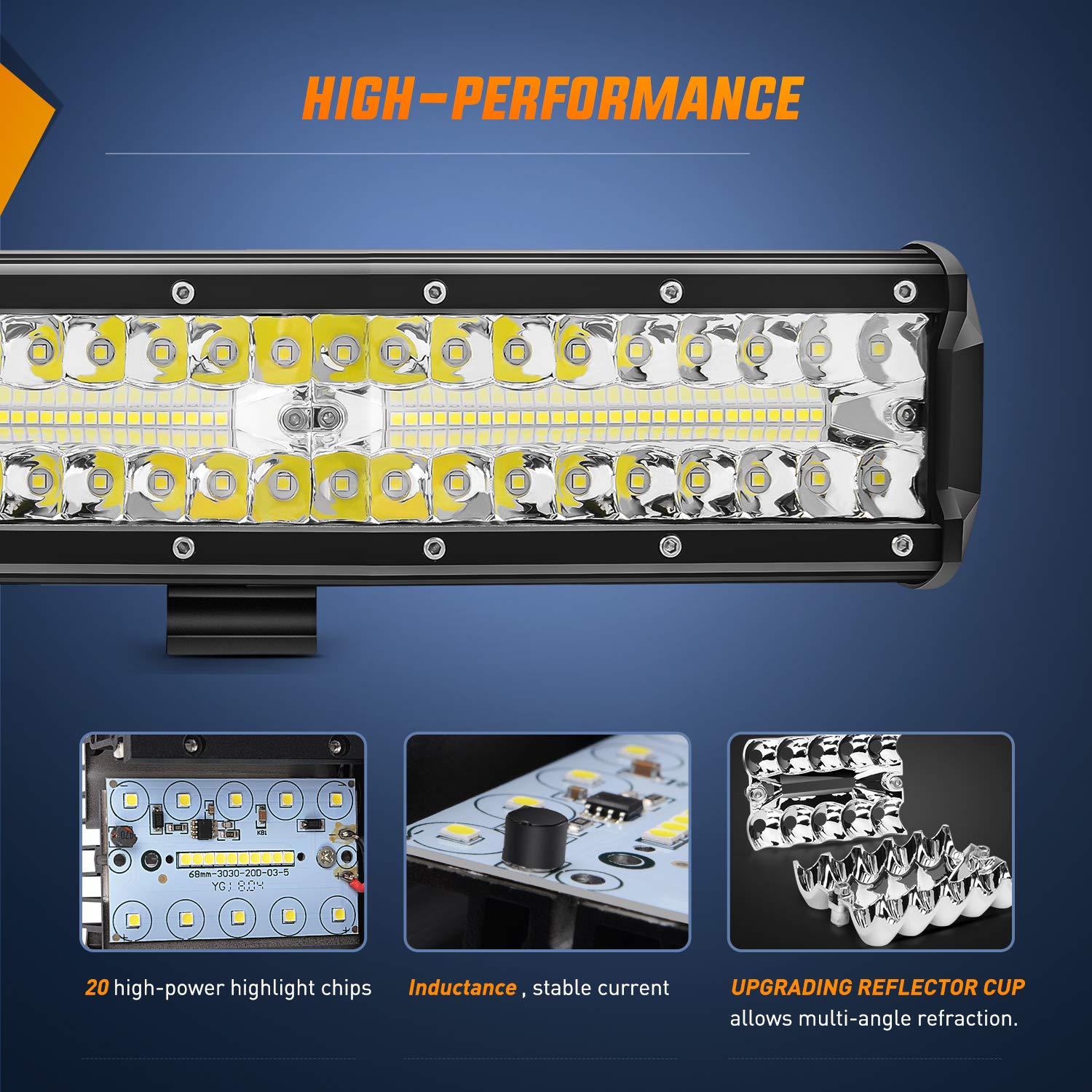 Nilight 12 Inch 300W Triple Row Spot Flood Combo 2 Pcs 4 Inch 60W Led Pods Flood Boat Lights Driving Fog Lights Work Light For T