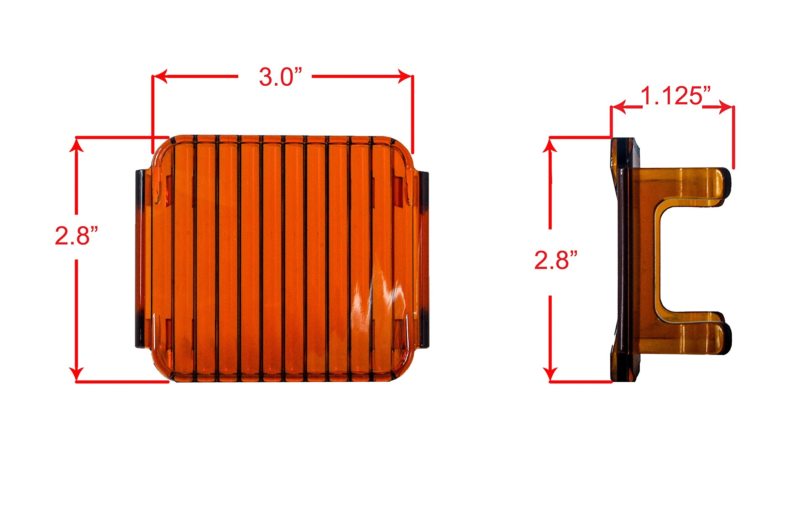 OZ-USA 3" Amber Diffused Flood Lens Cover for POD Cube Lights - Off Road, Truck, SUV, ATV (1 Pair)