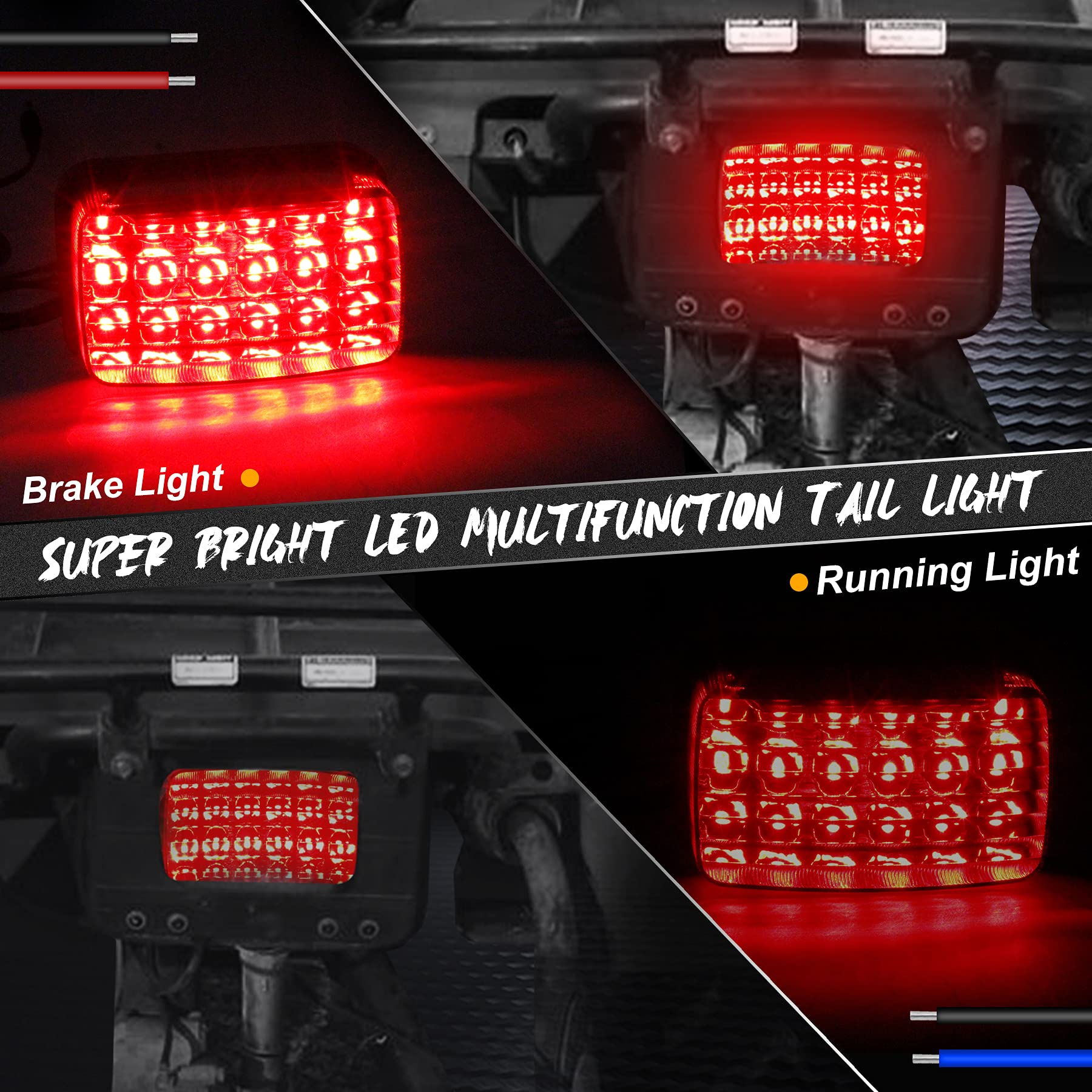 Quasco Led Tail Light Red Lens Atv Taillight Brake Lights Compatible With Yamaha Grizzly Big Bear Bruin Kodiak Wolverine Rhino V