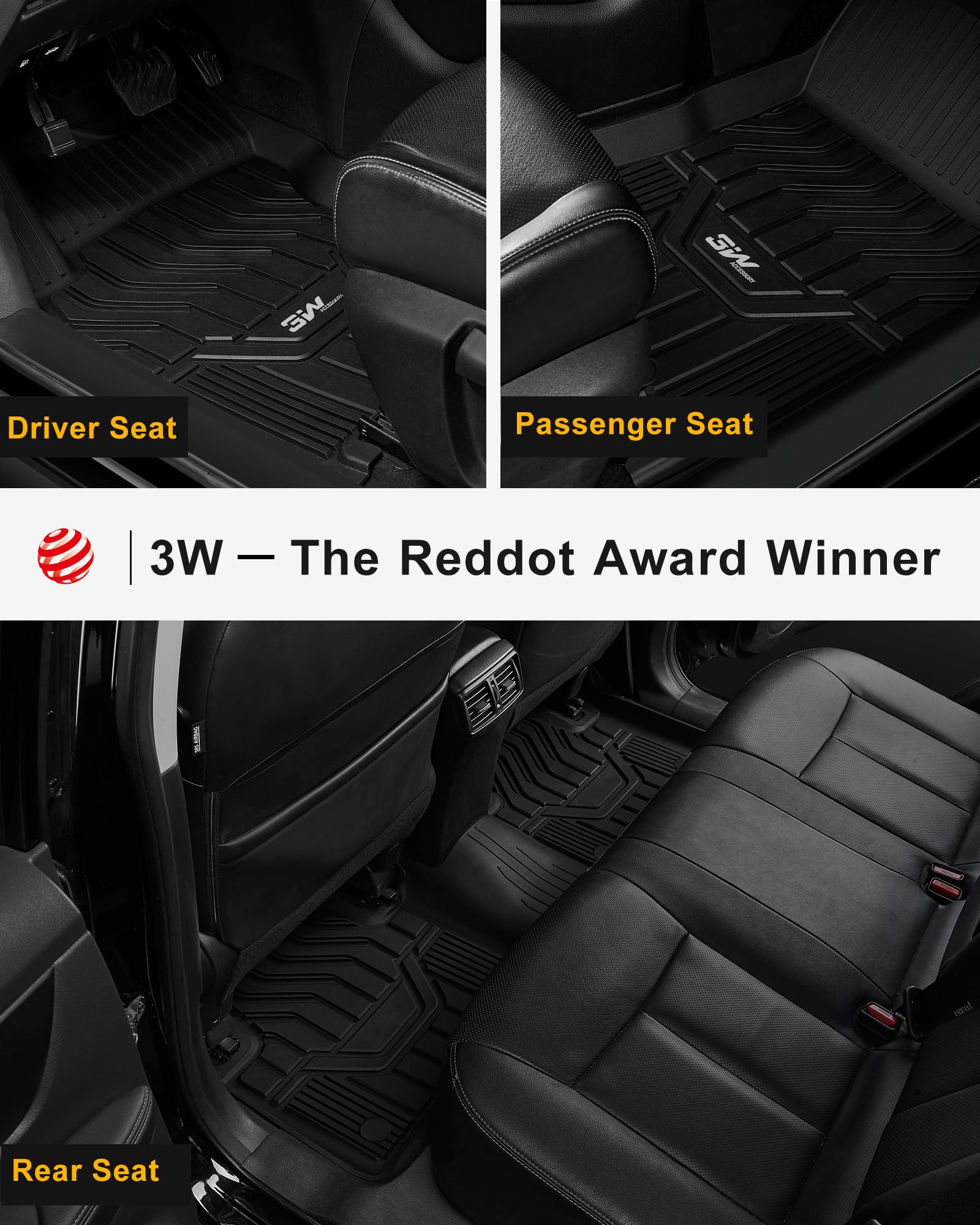 3W Floor Mats For 2021-2023 2024 2025 Nissan Rogue Custom Fit Tpe All Weather Rogue Floor Liner Full Set 1St And 2Nd Row Car Mat