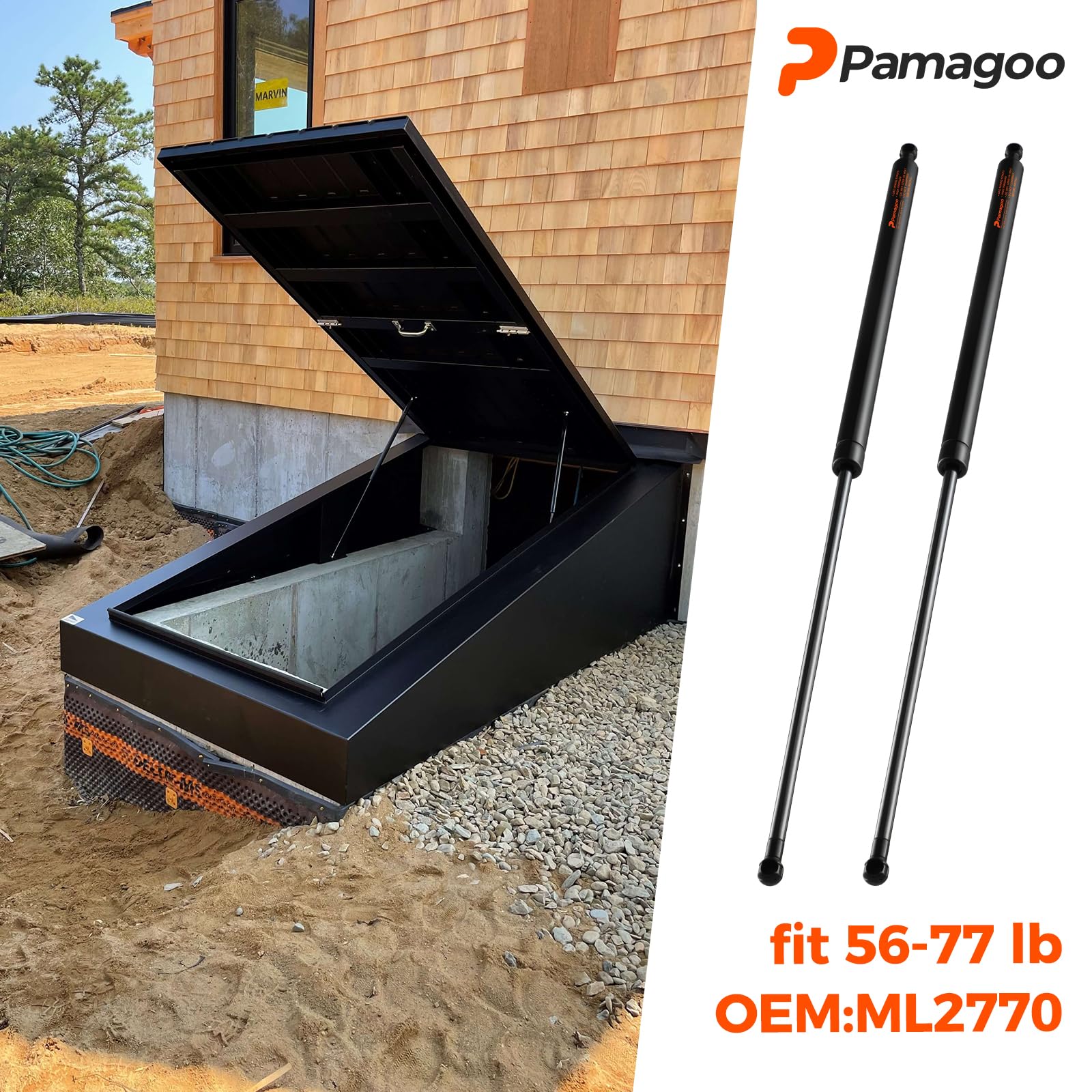 Pamagoo Ml2770 28 Inch Gas Strut 70 Lbs 312 N Per Shock, Sl2770 Gas Spring 2 Pack Lift Supports For Undercover Tonneau Cover Tru