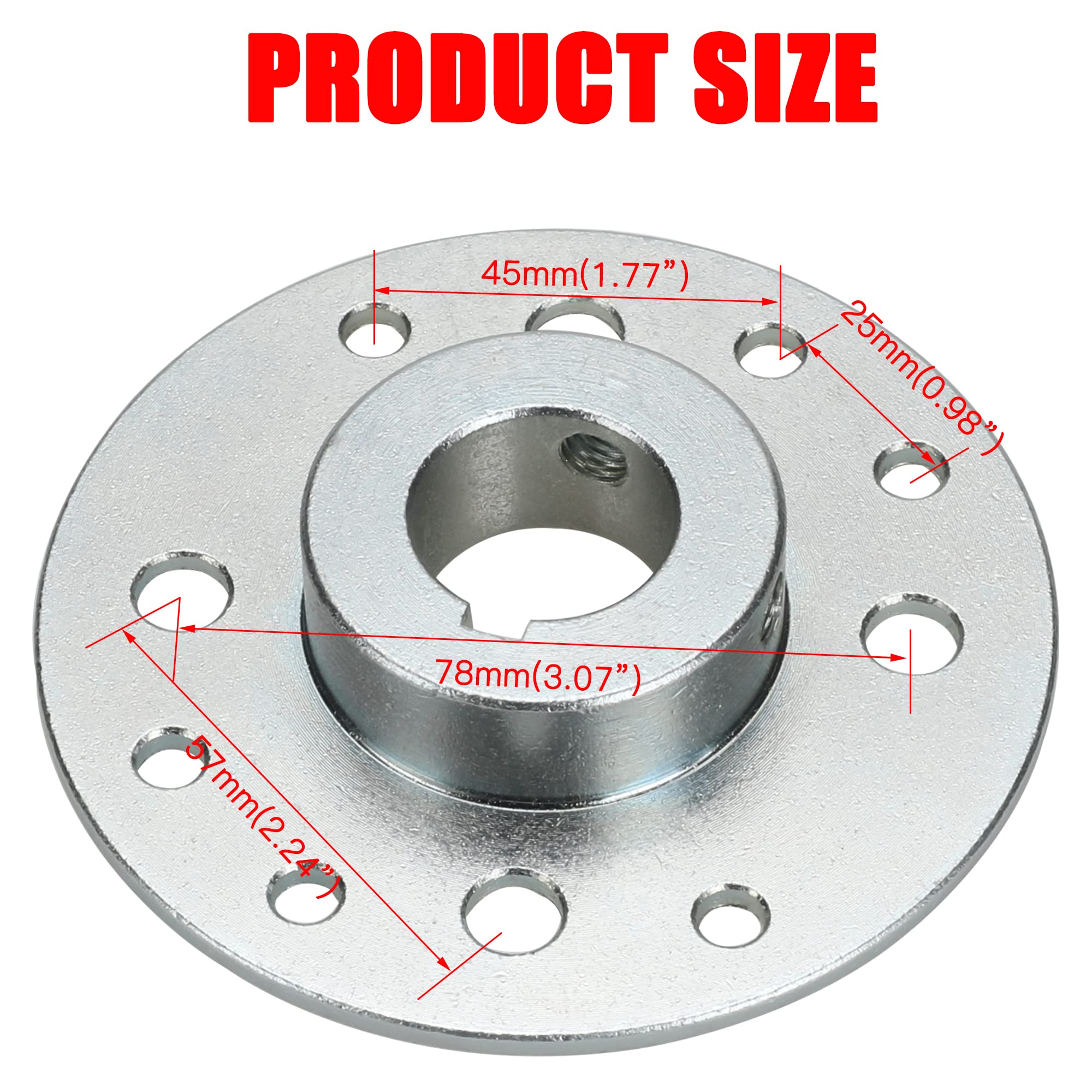 GREHUA Rear 4'' Drum Brake Band Pin Brake Cable Steel Sprocket Brake Hub Adapter 1'' Bore 1/4'' Keyway for Manco Azusa Predator