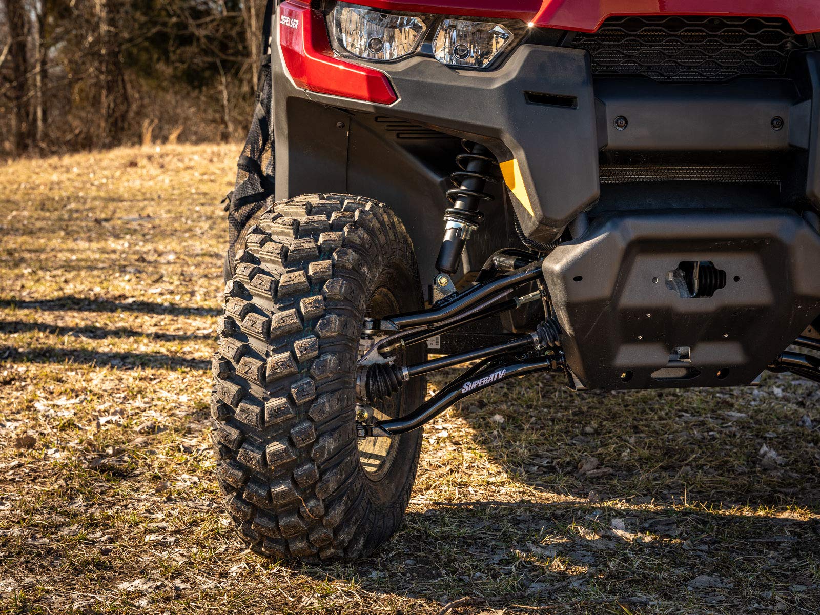 SuperATV Arched A Arms for Can-Am Defender HD 5/8/10 - 2" Forward Offset, Metal, Black, Fits up to 32" Tires