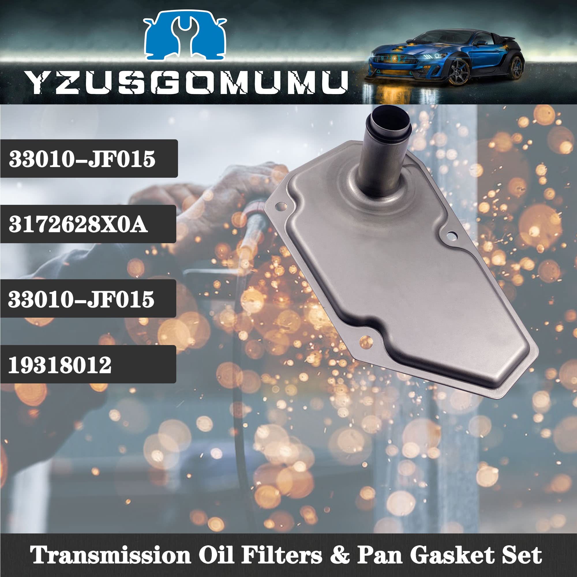 Yzusgomumu 33010-Jf015 Car 15 Hole 3Pcs Transmission Oil Filters & Pan Gasket Set Compatible With 2012-2019 Nissan Sentra Versa