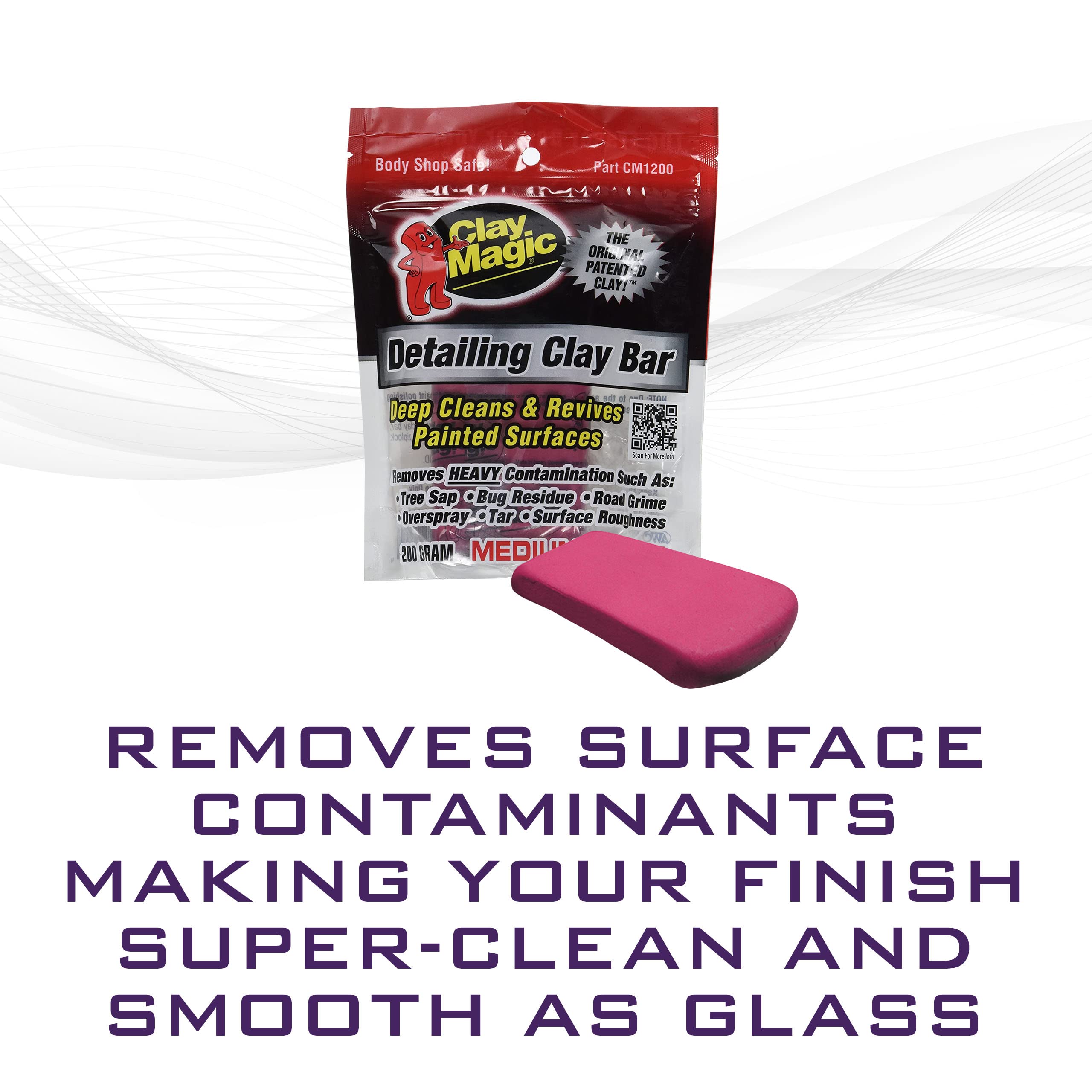 Evercoat Auto Magic Clay Magic - Red Clay Bar For Glass, Chrome, Fiberglass And More - Medium - 200 Grams