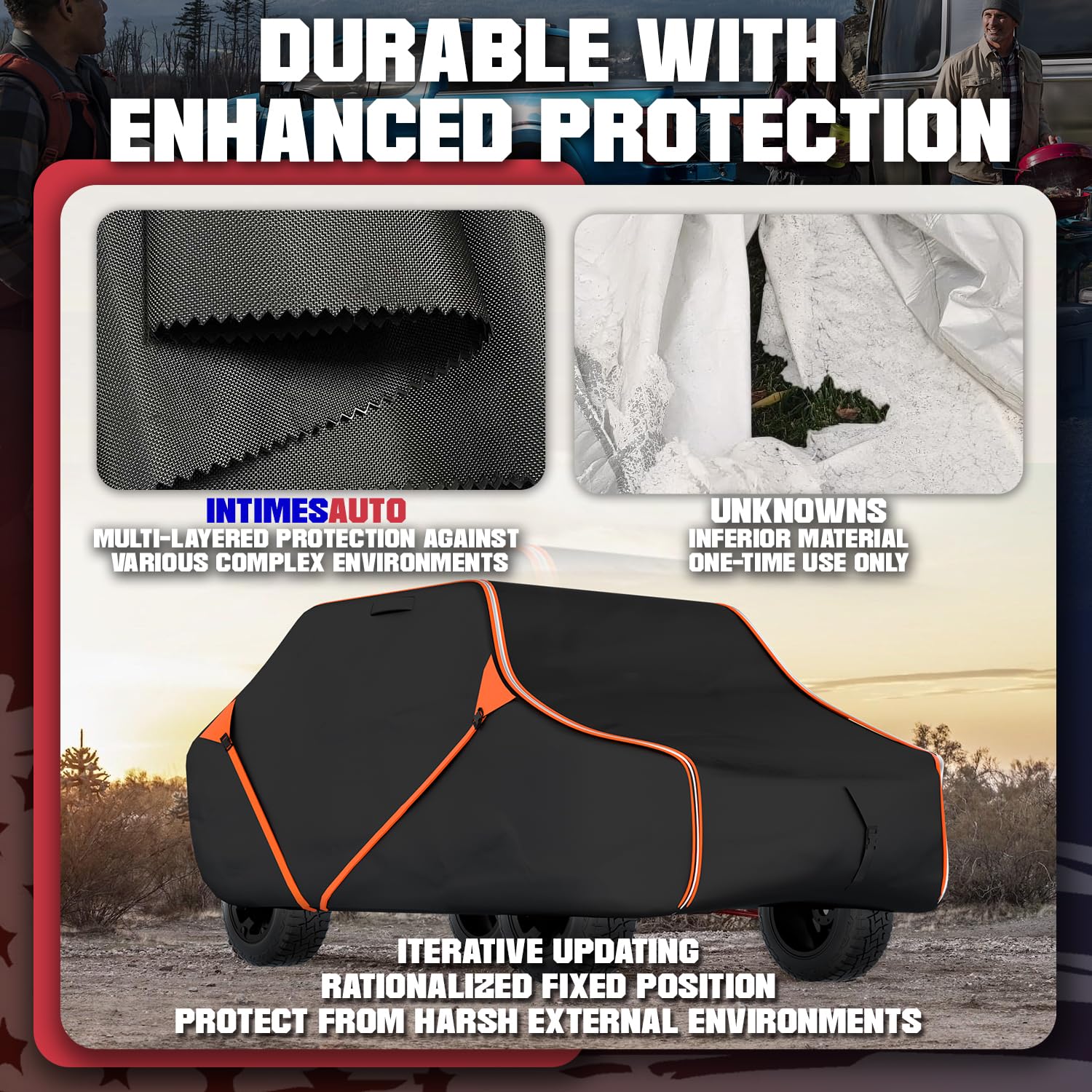 InTimesAuto 125 Inch UTV Cover for Polaris Ranger RZR, Can-Am Defender Maverick Commander, Yamaha Wolverine, Kawasaki Mule, Hond