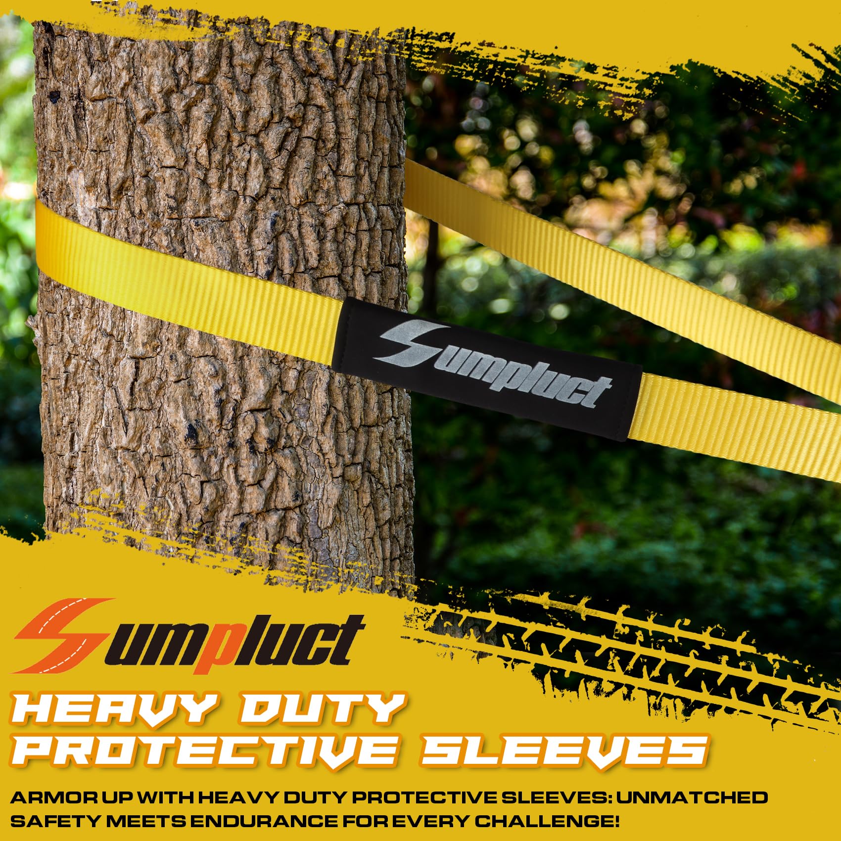 Sumpluct Recovery Tow Strap 2In X 20Ft Exceed Heavy Duty 25,000 Lbs Break Strength, Use For Emergency Towing Rope, Tree Saver, W
