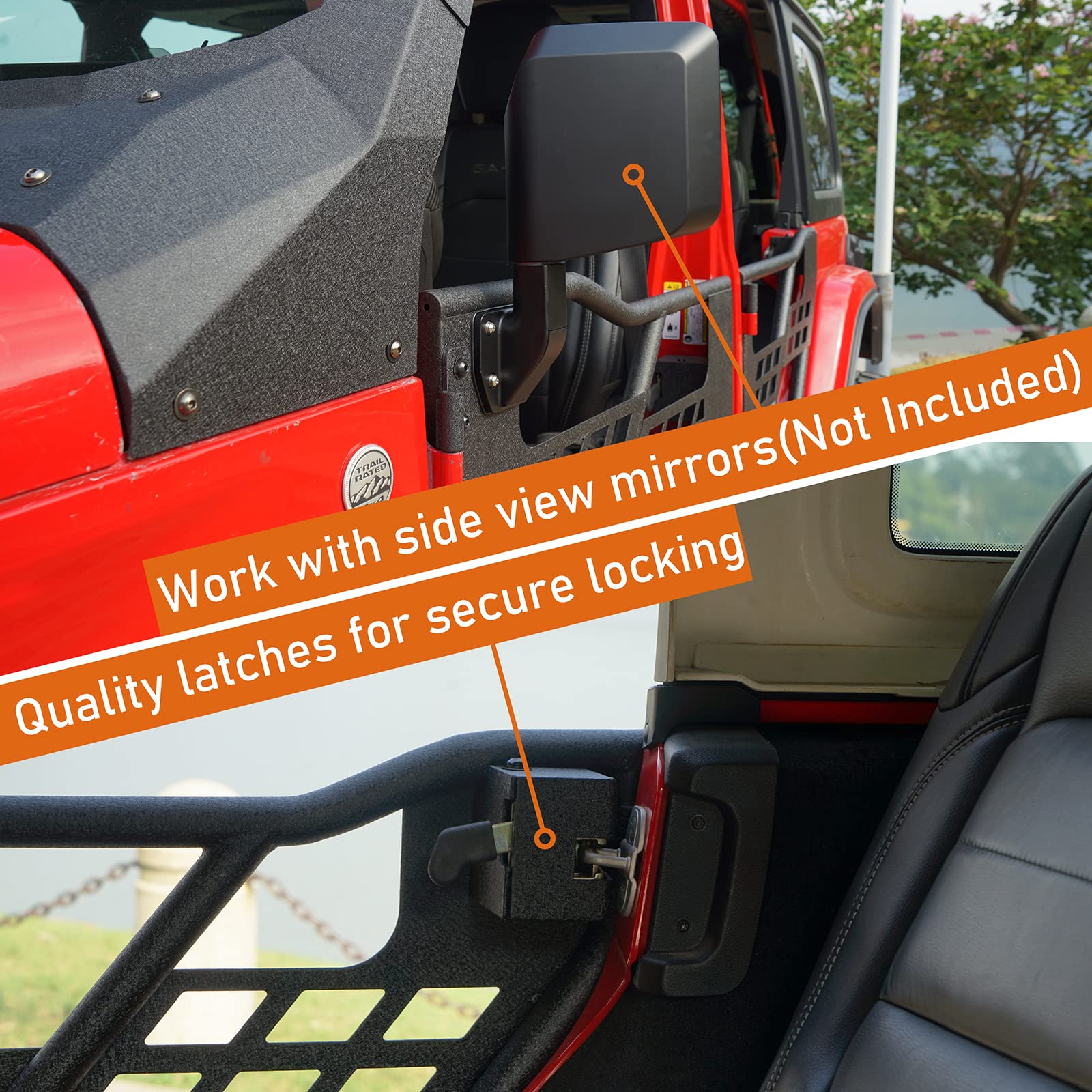 Hooke Road Wrangler Jl Gladiator 4 Doors Tube Half Door Guards For Jeep Wrangler Jl Unlimited | Gladiator Jt 2018 2019 2020 2021 2022 2023 2024