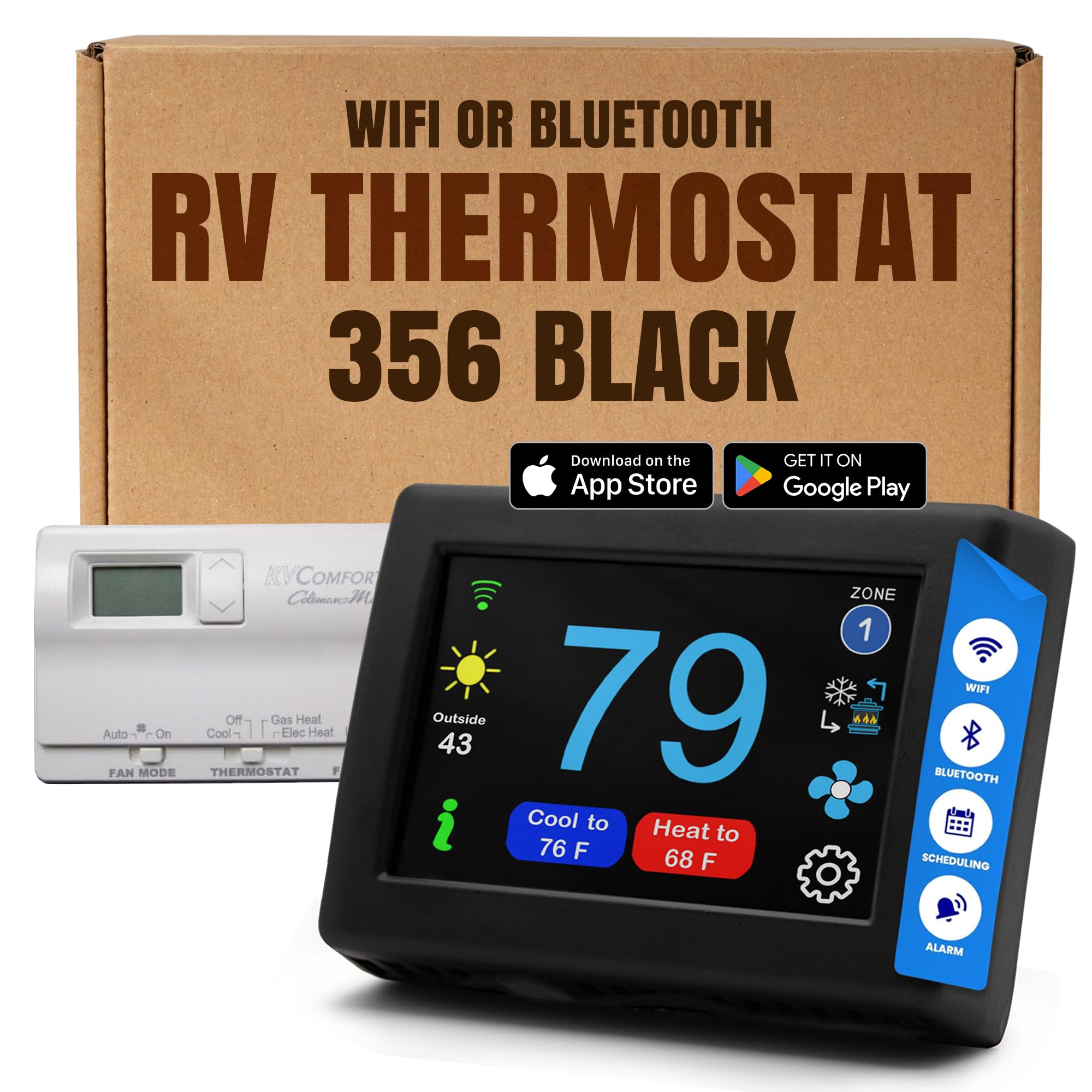 Micro-Air Easytouch Rv Touch Screen Thermostat With Wifi And Bluetooth - Rv Thermostat For Air Conditioner And Heating - Program