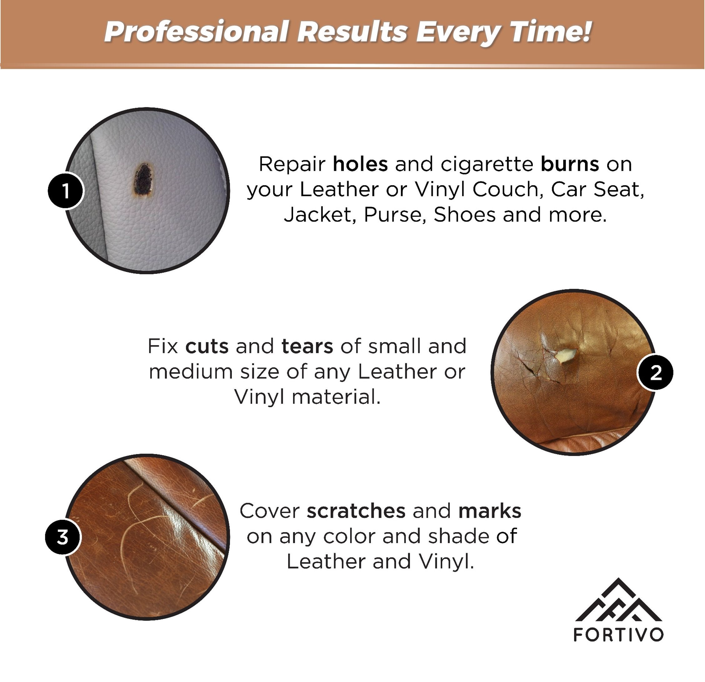 White Leather & Vinyl Repair Kit - Furniture, Couch, Car Seats, Sofa, Jacket, Purse, Belt, Shoes | Genuine, Italian, Bonded, Bycast, Pu, Pleather |No Heat Required | Repair & Restore