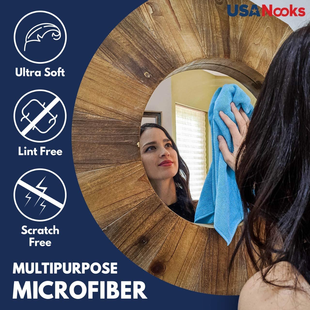 Usanooks Microfiber Cleaning Cloth - 12Pcs (16X16 Inch) High Performance - 1200 Washes, Ultra Absorbent Towels For Cars Weave Gr