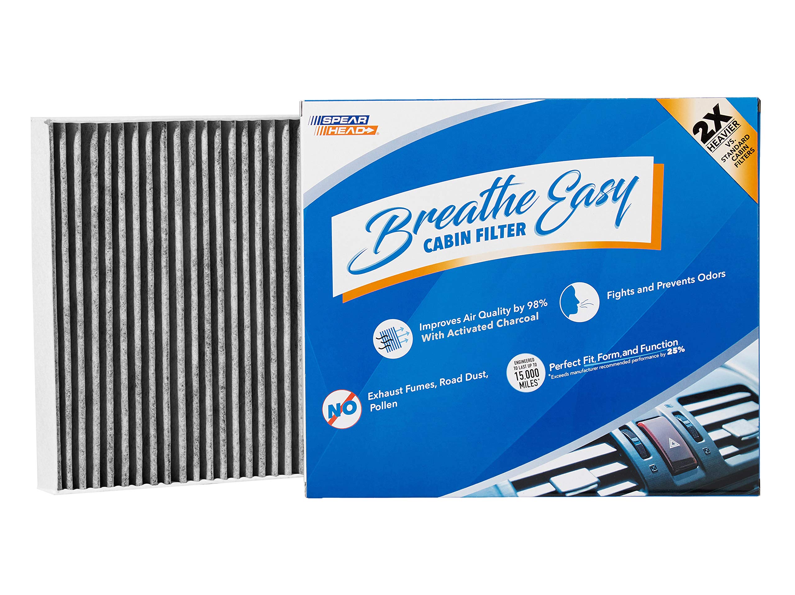 Spearhead Odor Defense Breathe Easy AC & Heater Cabin Filter | Fits 2016-2020 Sorento Like OEM | Up to 25% Longer Lasting w/Acti