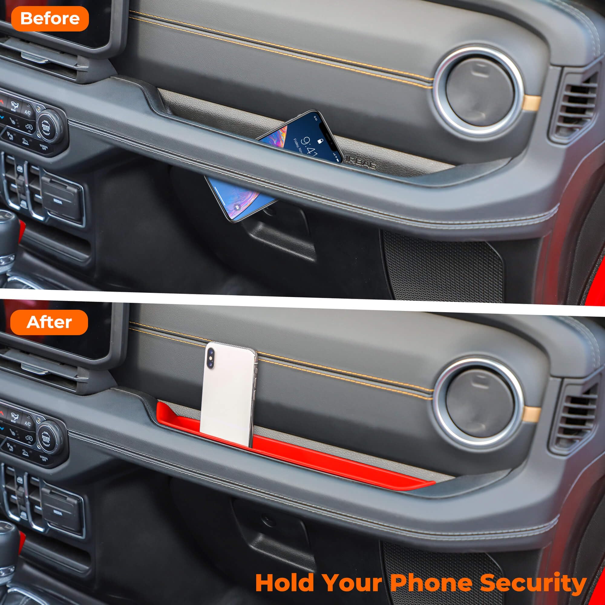 Savadicar Grab Bar Tray for 2024+ Jeep Wrangler & Gladiator, Red, Model SAGB081881, Durable ABS Storage Organizer