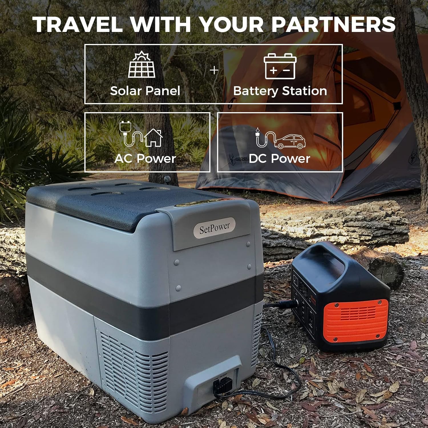 Setpower Aj40 Portable Refrigerator With Cover 42 Quart Electric Cooler 12 Volt Refrigerator Car Fridge Car For Truck Van Rv Cam