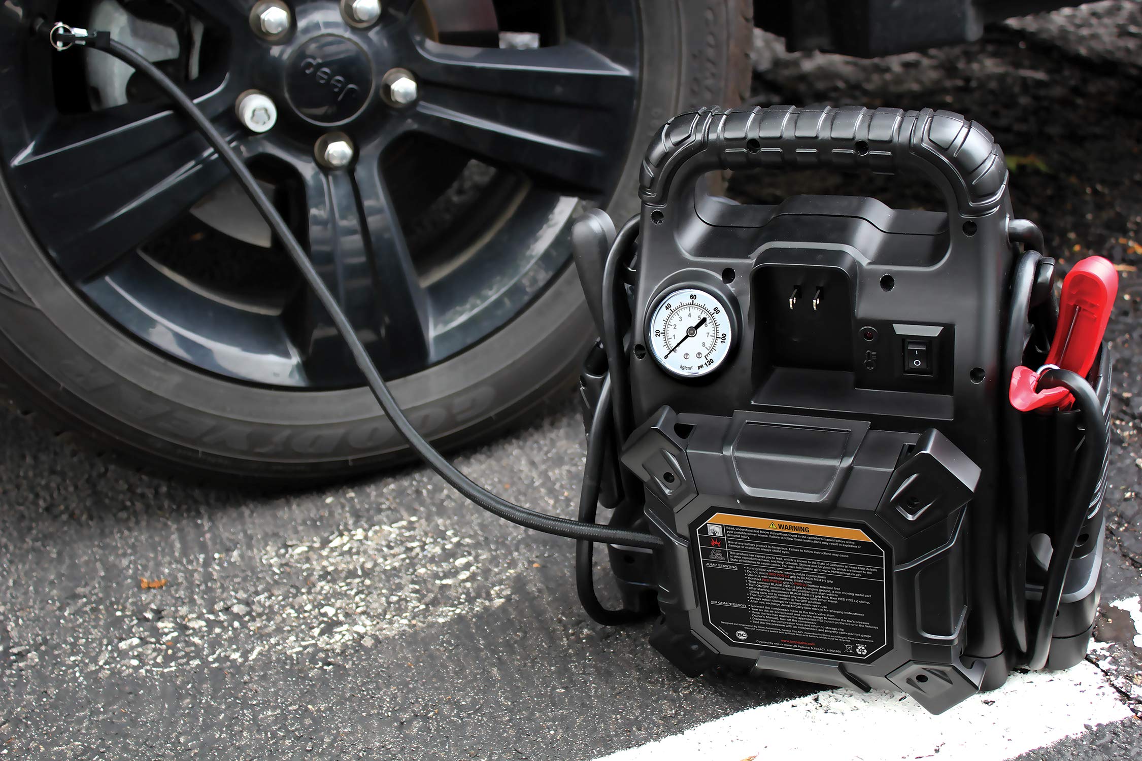 Clore Automotive Jump-N-Carry JNC550A 1100 Peak Amp Jump Starter with Air Compressor - Black