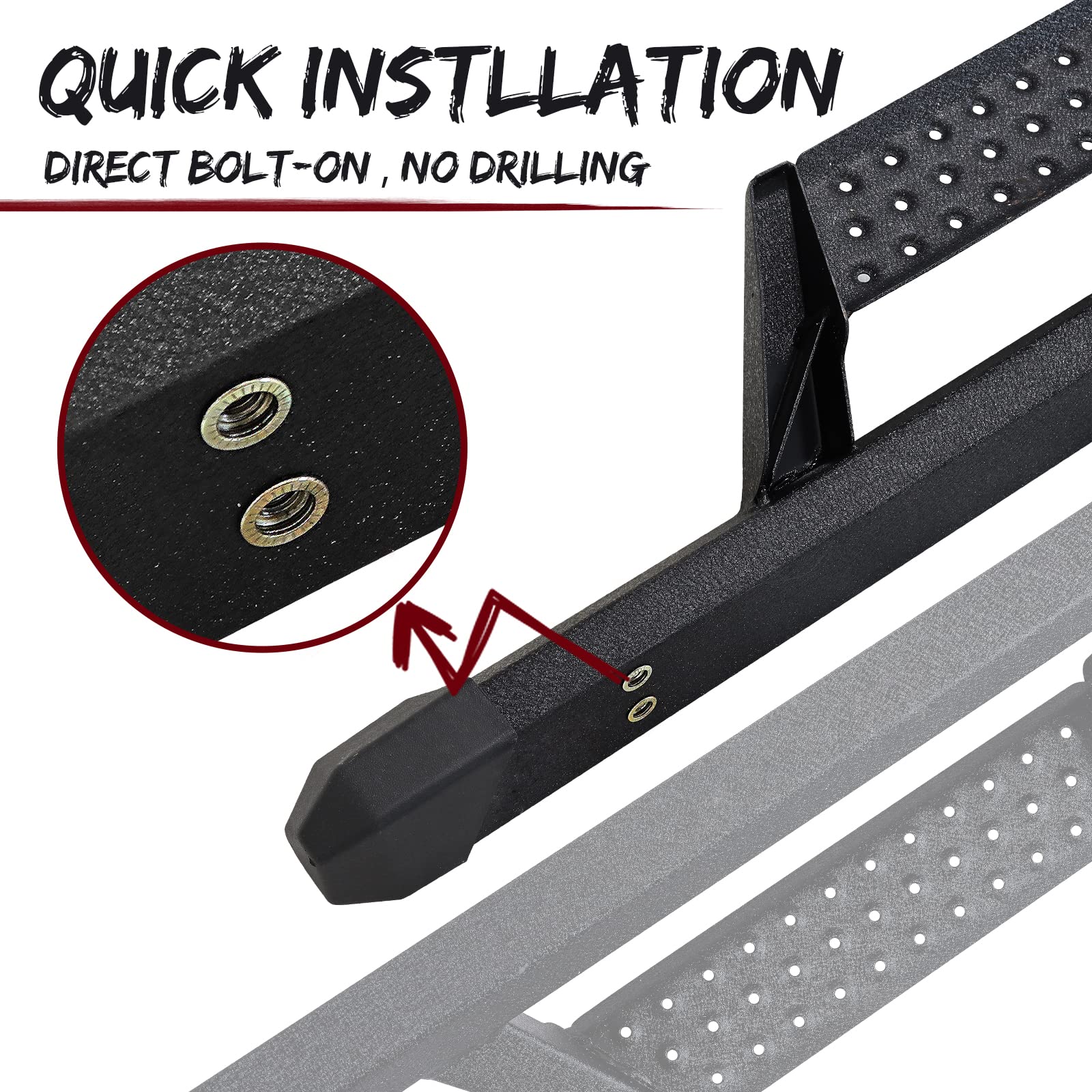 Smanow Running Boards Compatible With 2022 2023 2024 Toyota Tundra Crewmax Side Steps.3.5 Inch Drop Step Style Black Side Bars |Truck Side Steps| Nerf Bars|Side Step(Carbon Steel).