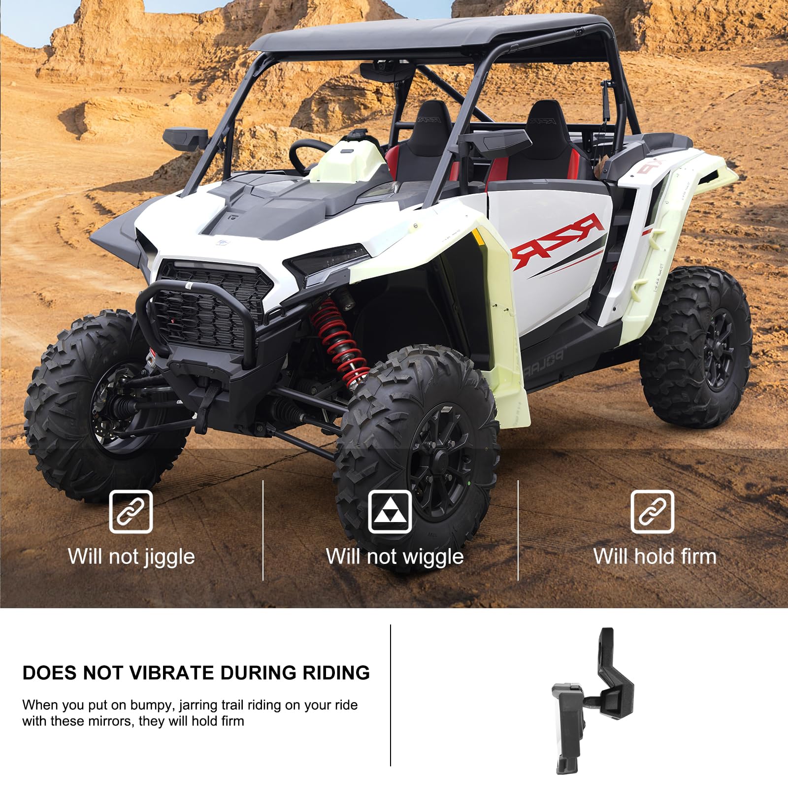 KIWI MASTER Rear View Center & Side Mirrors Compatible with 2024 Polaris RZR XP 1000 Accessories, 2021-2024 RZR Trail/Trail S Ad
