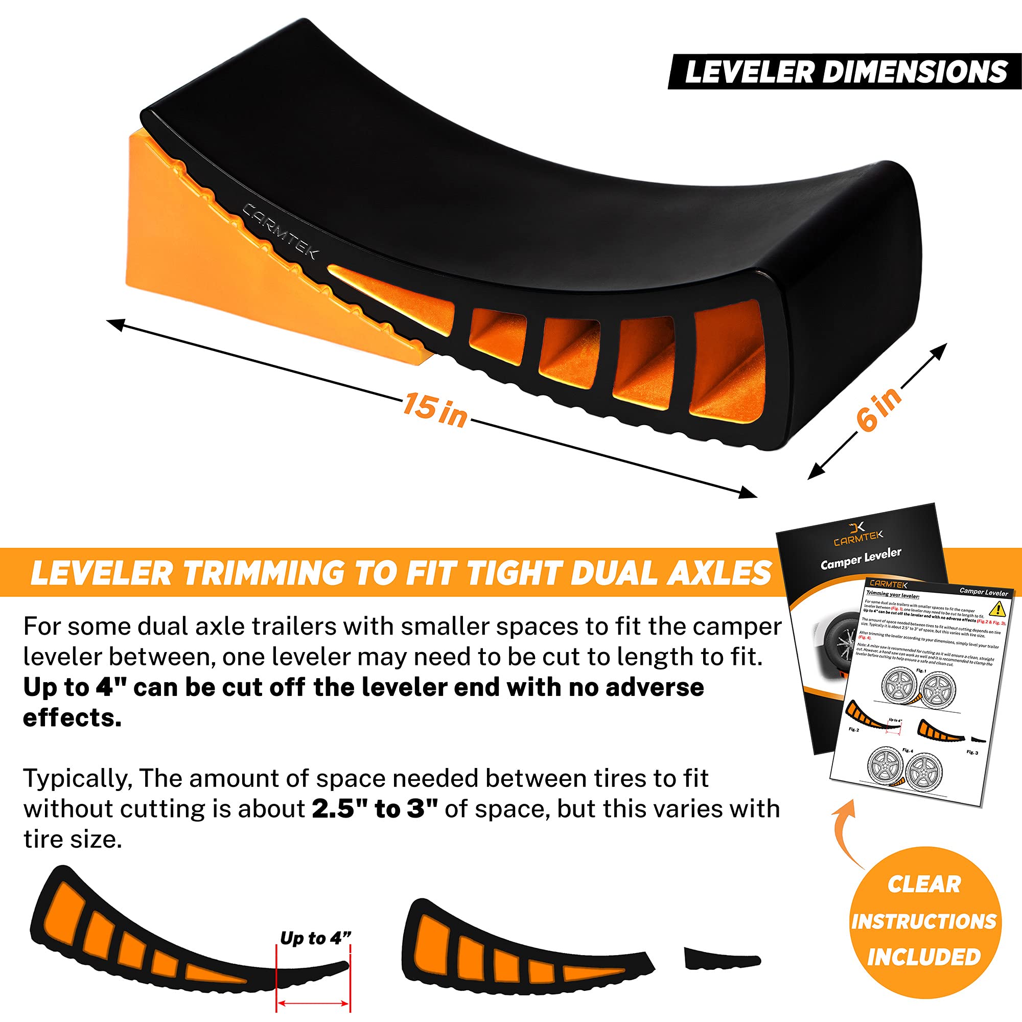 CARMTEK Camper Leveler Kit - Curved RV Levelers with Wheel Chocks for Travel Trailers - 1 Pack