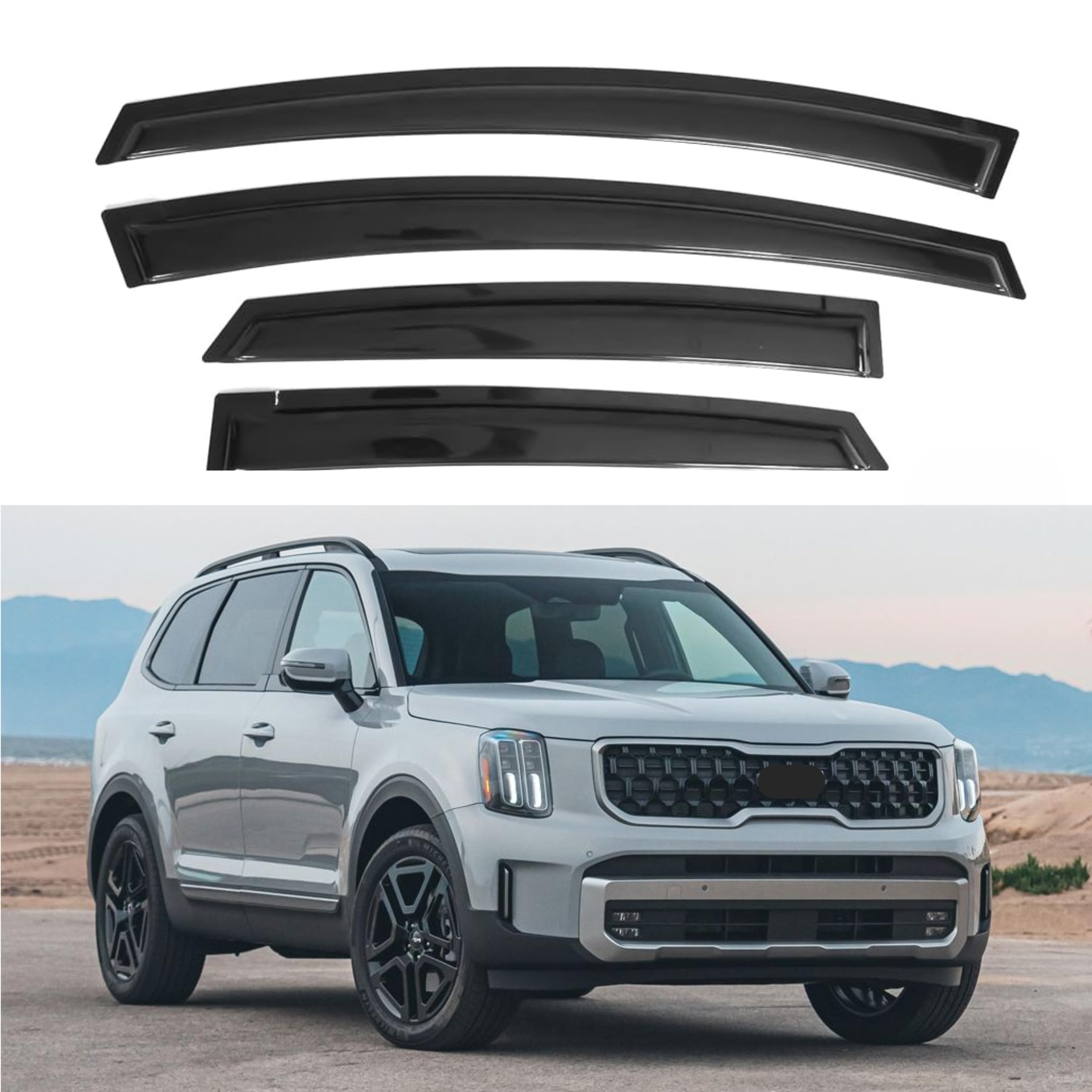 Ig Window Visor For Kia Telluride 2020-2025, Rain Guard Tape-On Extra Durable Sun Wind Side Vent Window Deflector, 2020 2021 202