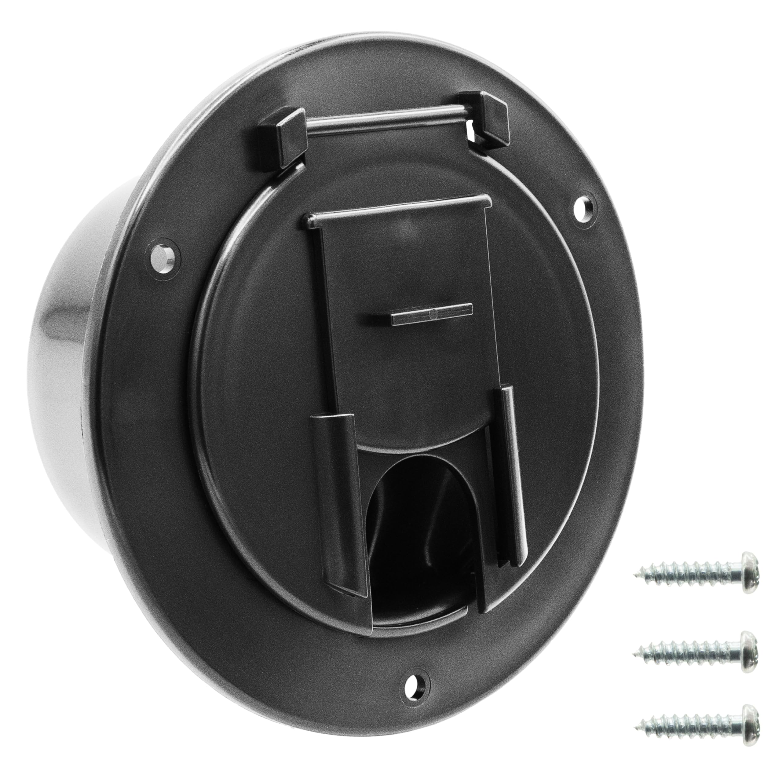 Halotronics 5-Inch Round Electric Cable Hatch for 30/50 Amp Cords, Black - Model HT-EH01B, Durable Plastic Construction