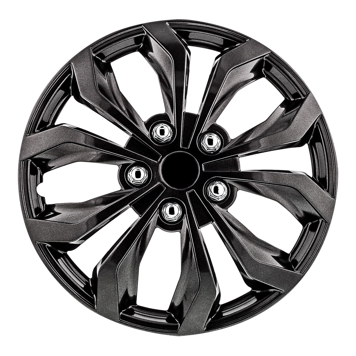 Pilot Automotive Wh555-16Gm-B 16 Inch Spyder Gunmetal Grey Universal Hubcap Wheel Covers For Cars - Set Of 4 - Fits Most Cars