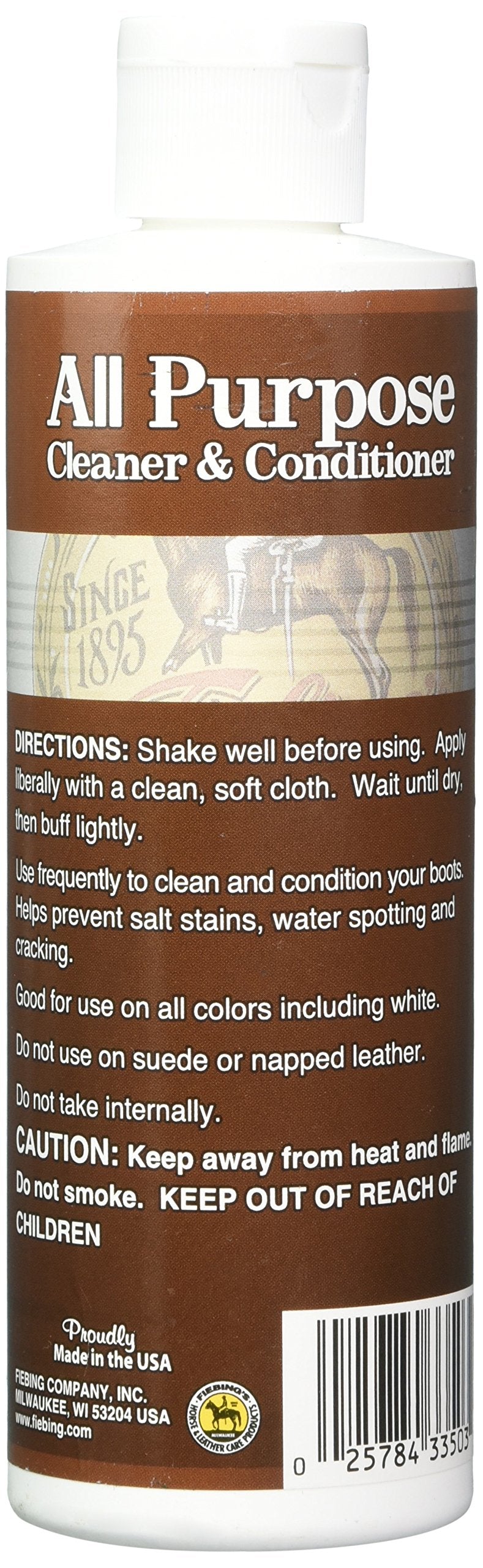 Fiebing's Leather Cleaner & Conditioner - Wax-Free Formula, Protects All Leather, 8 oz
