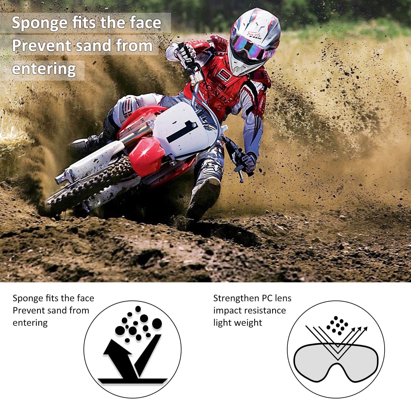 LMAVAG ATV Goggles Dirt Bike Goggles Motorcycle Goggles for Men Women Motocorss Riding Racing Goggles Offroad MX Goggles UV400 A