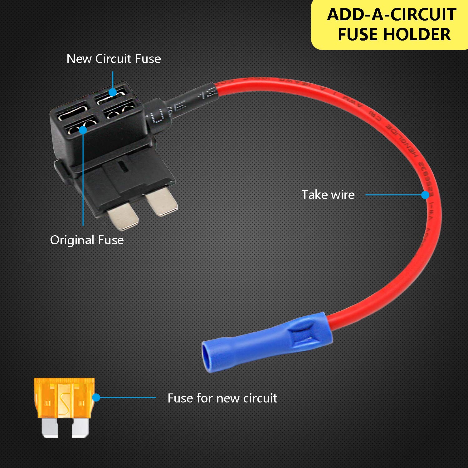 12 Pack Add A Circuit Fuse Tap - 12V Fuse Adapter For Car - Mini Automotive Fuse Connector Atc Amp Blade Fuse Holder