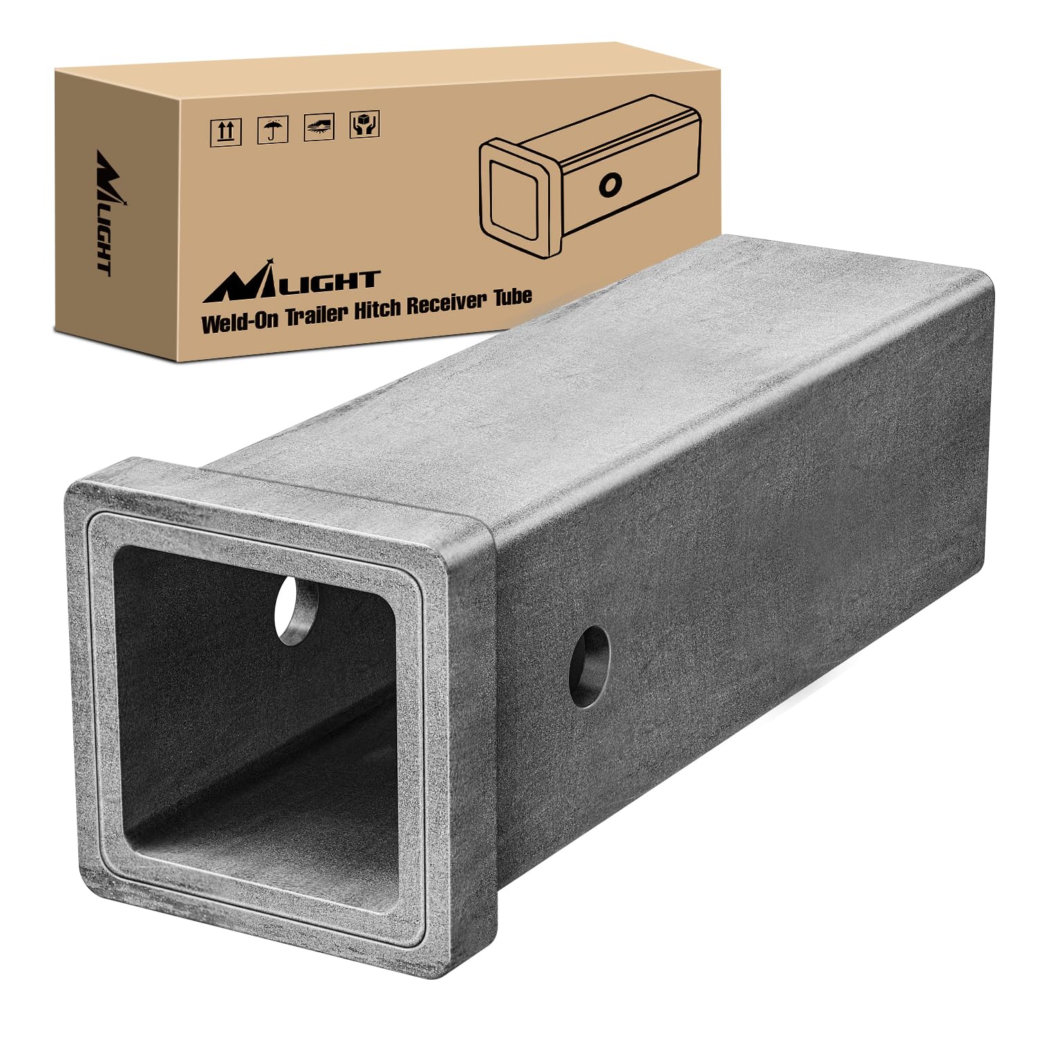 Nilight Hitch Adapter 2.5'' X 10'' Combo Bar Trailer Receiver Tube Weld-On Raw Steel Hitch Bar