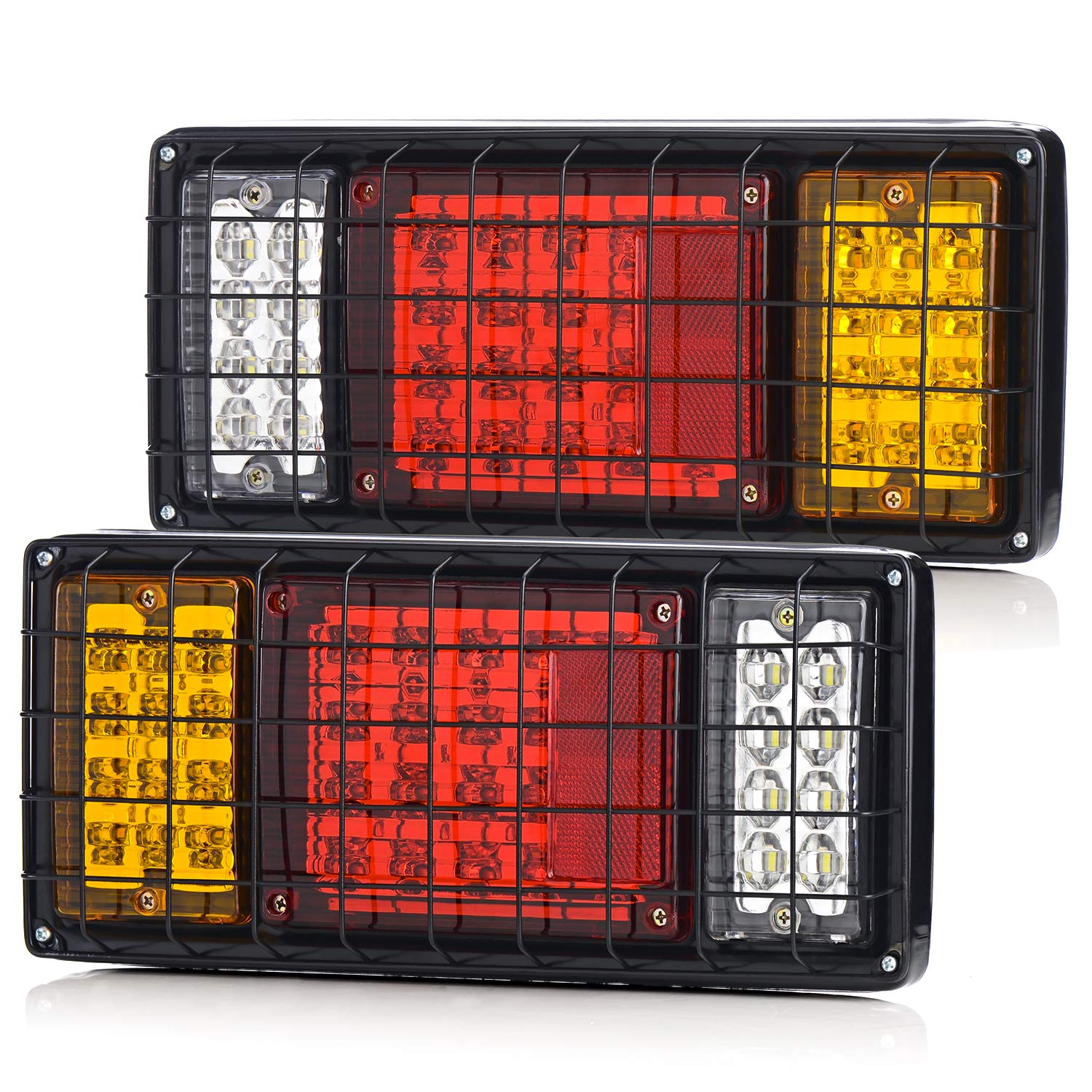 LINKITOM 40 LED Truck Tail Light Bar - Super Bright Tail Light with Iron Net Protection for 12/24V Trucks, Boats, Trailers, Vans - Green, White, Yellow