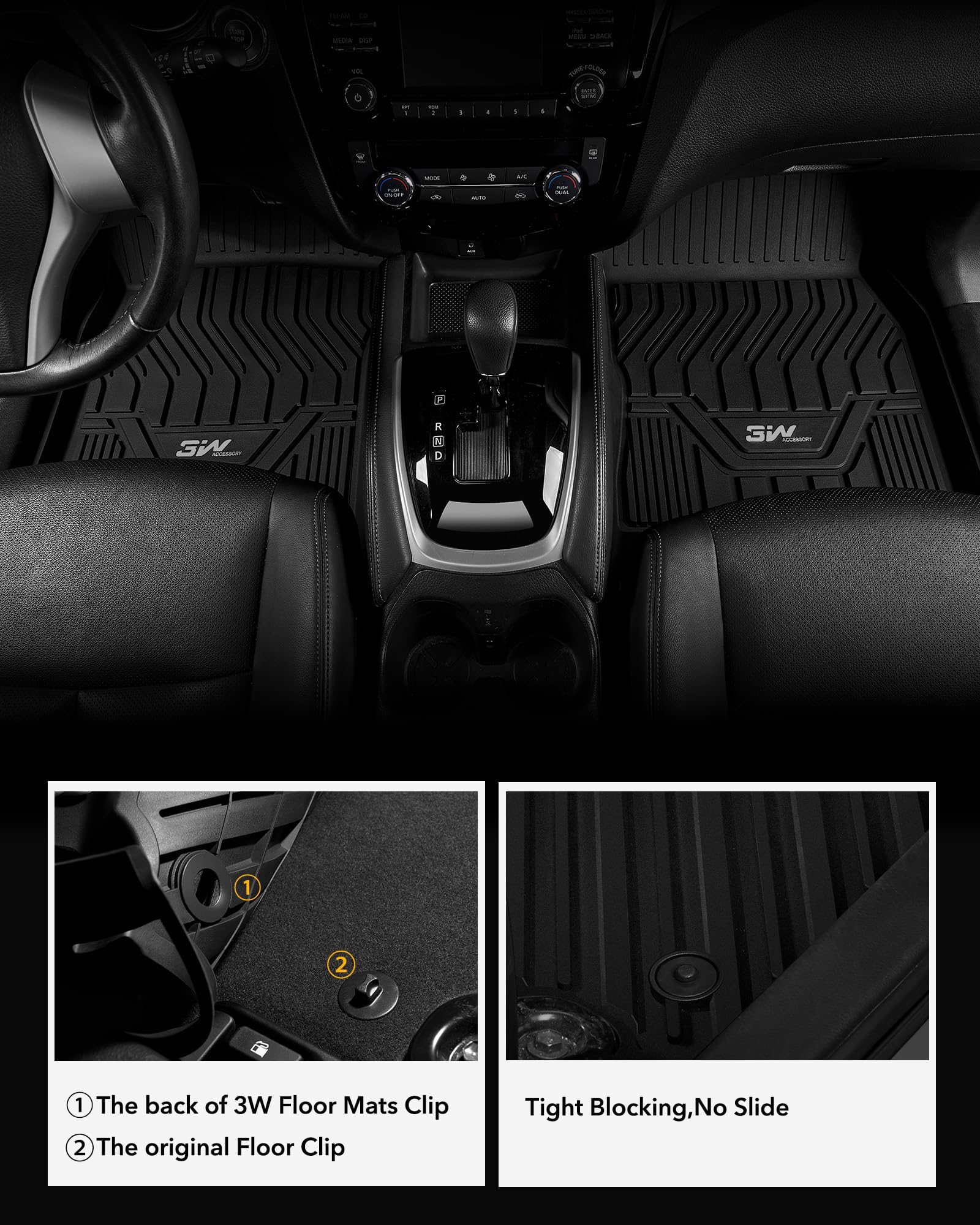 3W Floor Mats & Cargo Mats For 2021-2023 Nissan Rogue, Custom Fit Tpe All Weather Floor Liner Full Set 1St And 2Nd Row Car Mats