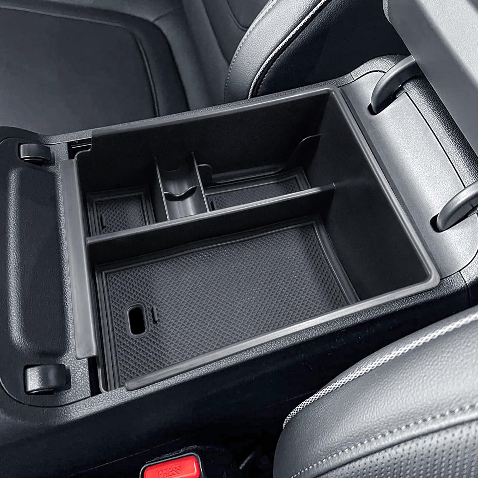 Tacorbo Center Console Organizer Compatible With Hyundai 2022-2024 Tucson Plug-In Hybrid/Hybrid All Trims And Tucson Gas Limited And Santa Cruz 2022-2025 Accessories, Armrest Insert Tray, Black