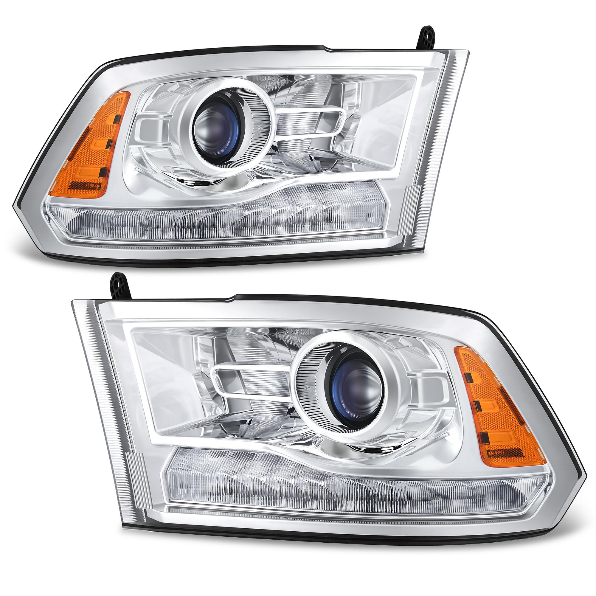 AUTOSAVER88 LED DRL Headlight Assembly kit Compatible with 2009-2018 Dodge Ram 1500/2010-2018 Ram 2500 3500 Headlamp Replacement