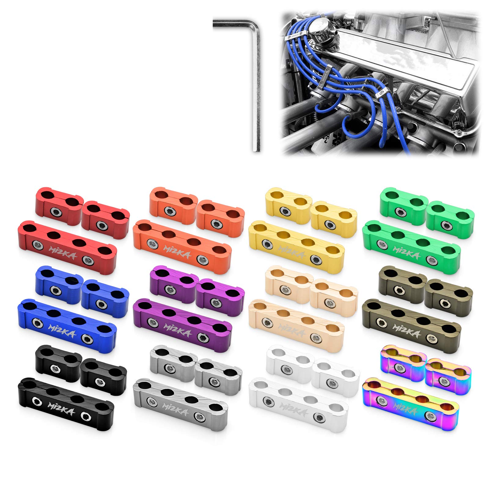 3Pcs Silver Aluminum Engine Spark Plug Wire Separator Divider Organizer Clamp Kit