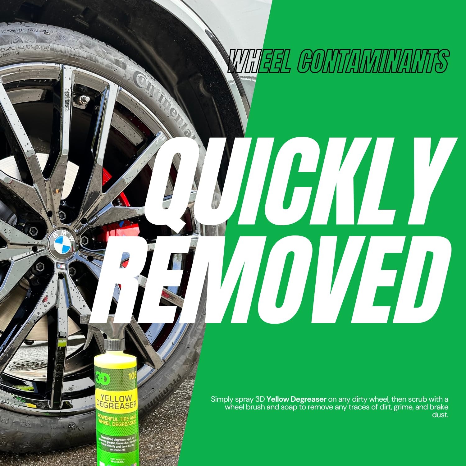 3D Yellow Degreaser Wheel & Tire Cleaner - 128 Fl Oz All-In-One Car Wash Detailing Spray