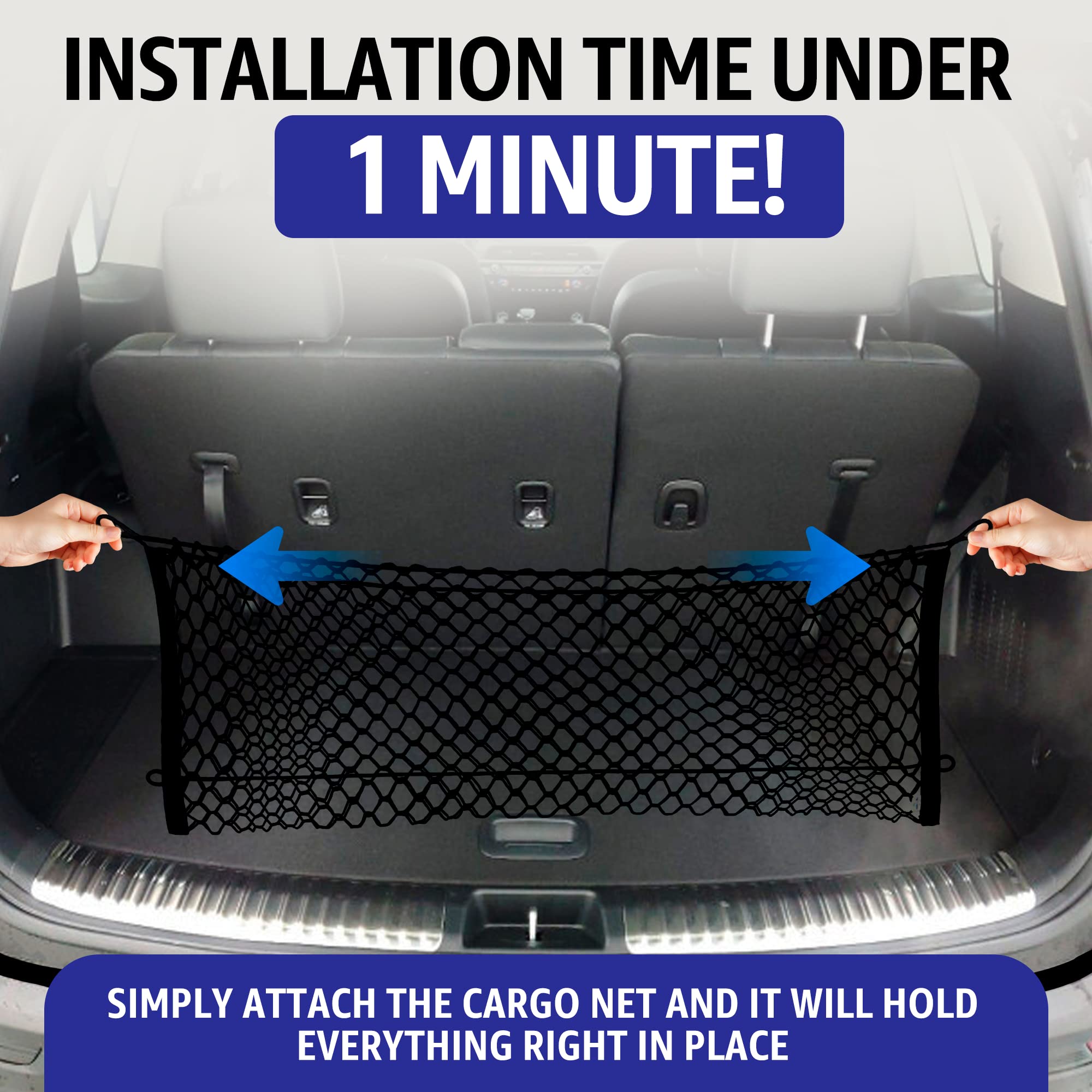 Envelope Style Automotive Elastic Trunk Mesh Cargo Net For Kia Telluride 2020-2023 - Premium Trunk Organizers And Storage - Luggage Net For Suv - Best Car Organizer For Kia Telluride