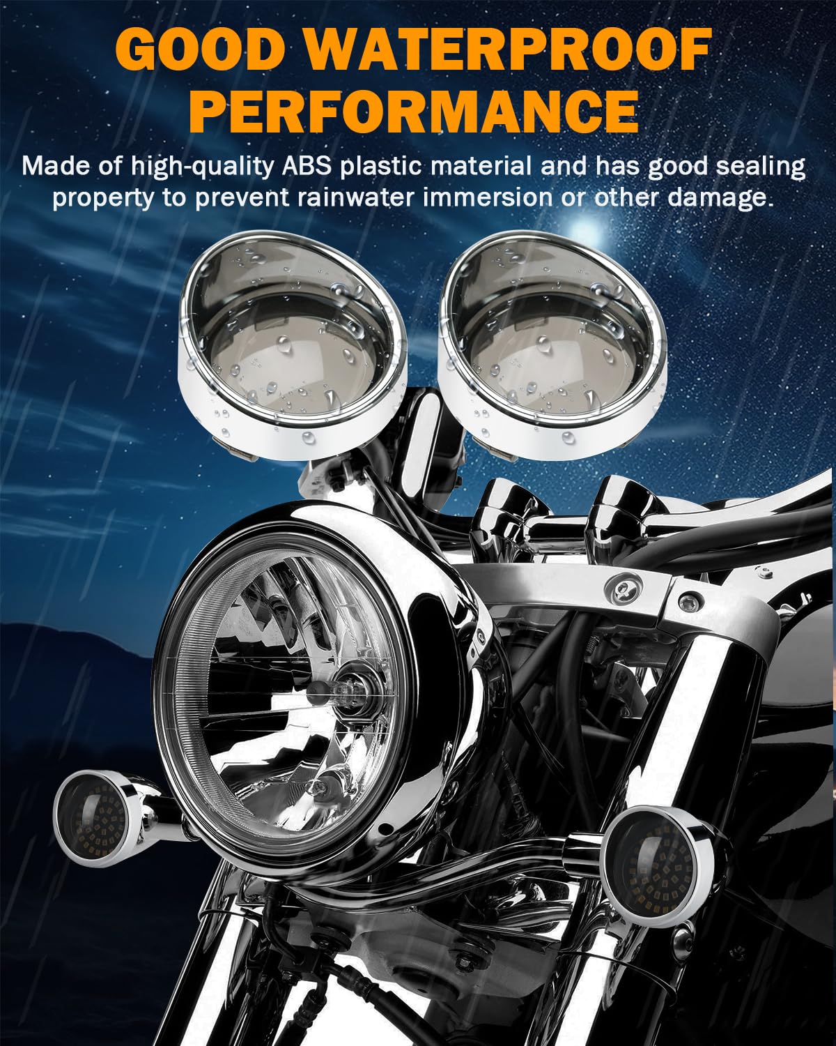 PBYMT Smoke Turn Signal Lens Cover, Chrome Bezels, 4pcs Compatible with Harley Touring, Dyna, Street Glide, Road King, 2000-2024