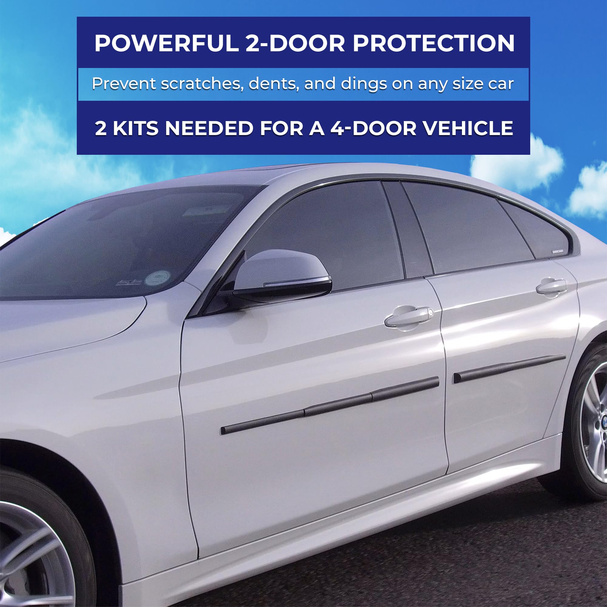 DP BUYDENTPREVENT Dent Prevent Car Door Protector - Removable Magnetic, Matte Black, Custom Fit for 2-Door Vehicles, Carbon Fibre Material