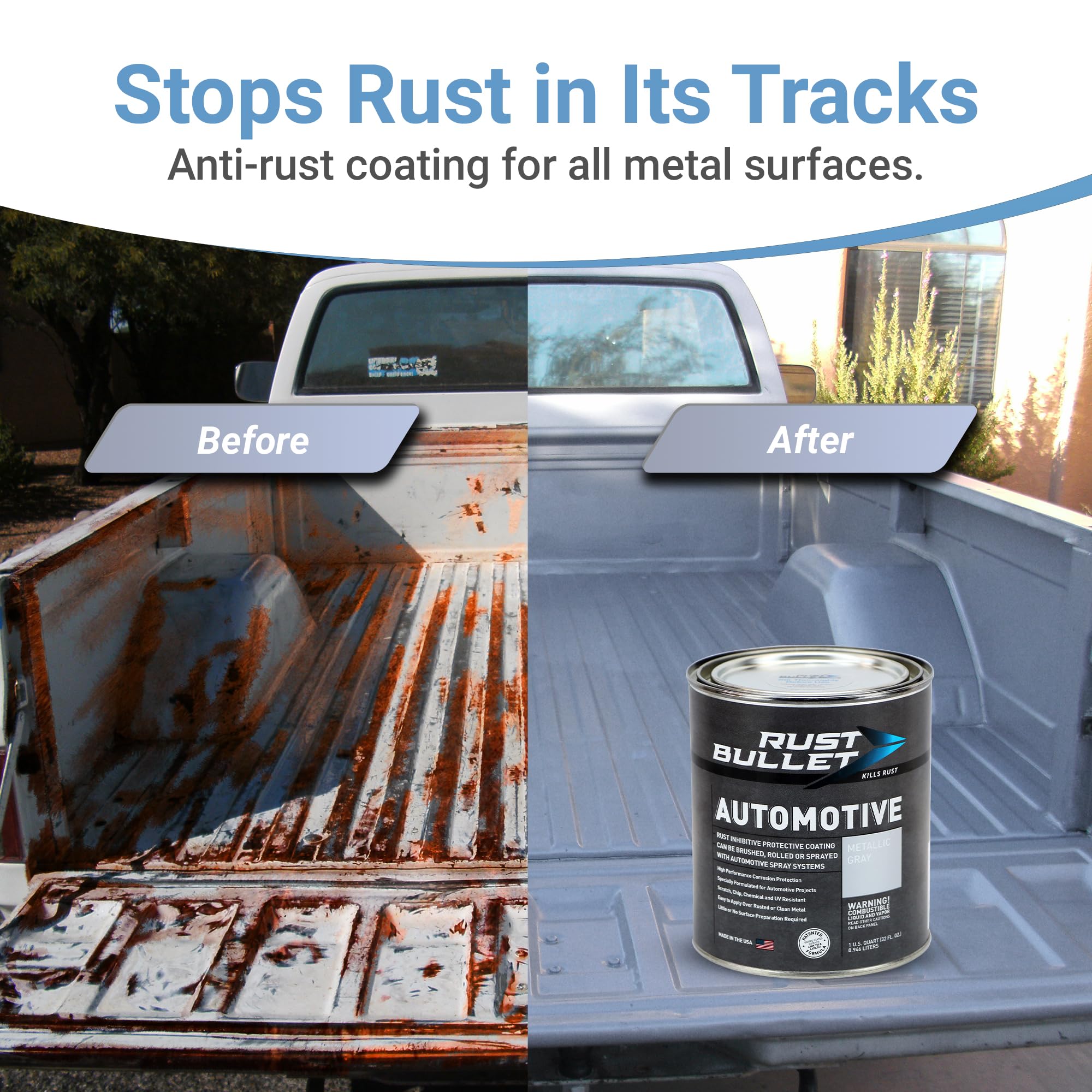 RUST BULLET Automotive Rust Inhibitor Paint - 6 Cans, 4oz Each - Metallic Gray - No Topcoat Needed - Model 856084000821