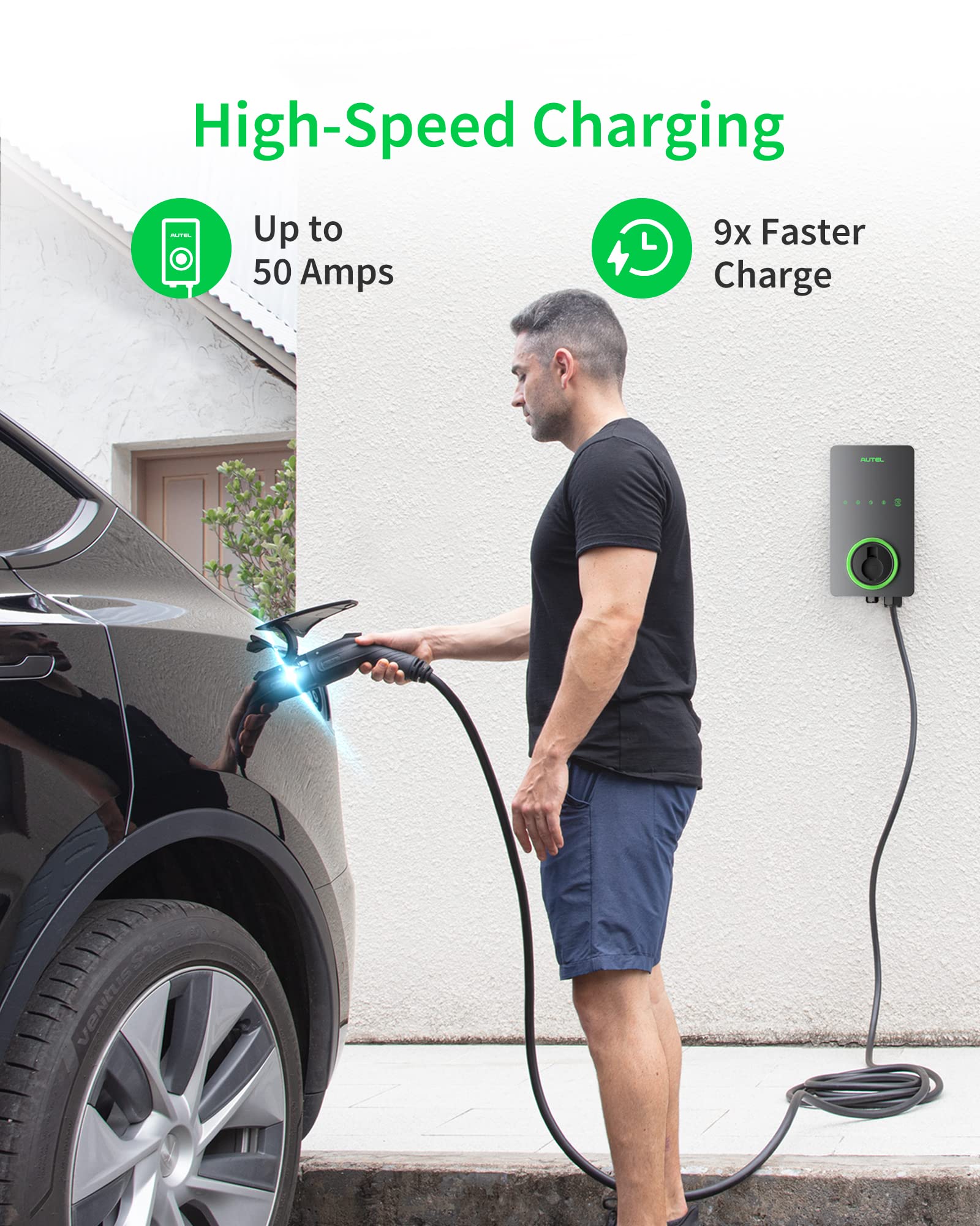 Autel Home Level 2 EV Charger 50Amp 240V Wi-Fi Bluetooth 25ft Cable Dark Gray Maxi US AC LW12
